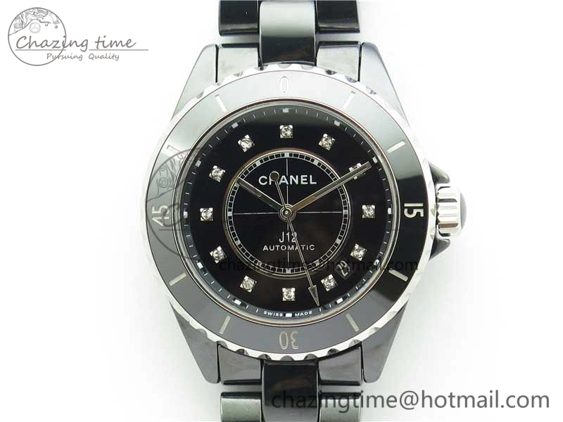 Stylish J12 38mm BV+ 1:1 Best Edition Black Korea Ceramic Black Dial Crystal Markers on Bracelet Calibre 12. 6484
