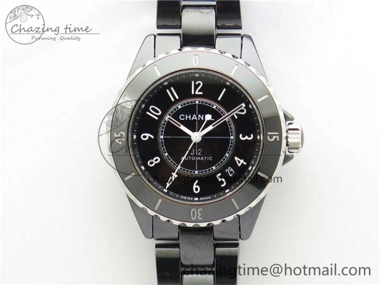 Casual J12 38mm BV+ 1:1 Best Edition Black Korea Ceramic Black Dial Numeral Markers on Bracelet Calibre 12. 6483