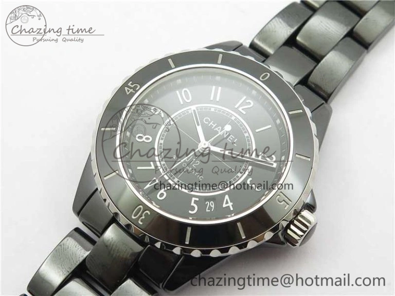 Casual J12 38mm BV+ 1:1 Best Edition Black Korea Ceramic Black Dial Numeral Markers on Bracelet Calibre 12. 6483