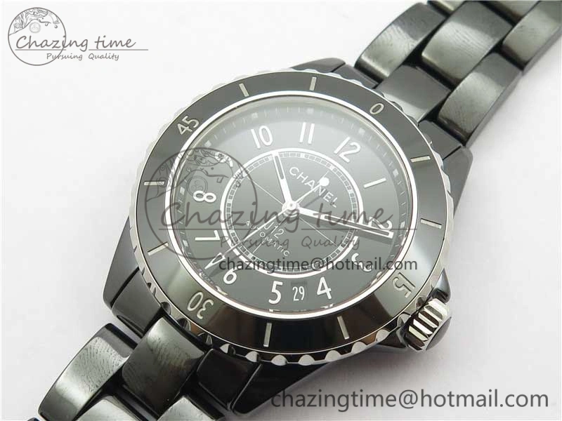 Casual J12 38mm BV+ 1:1 Best Edition Black Korea Ceramic Black Dial Numeral Markers on Bracelet Calibre 12. 6483