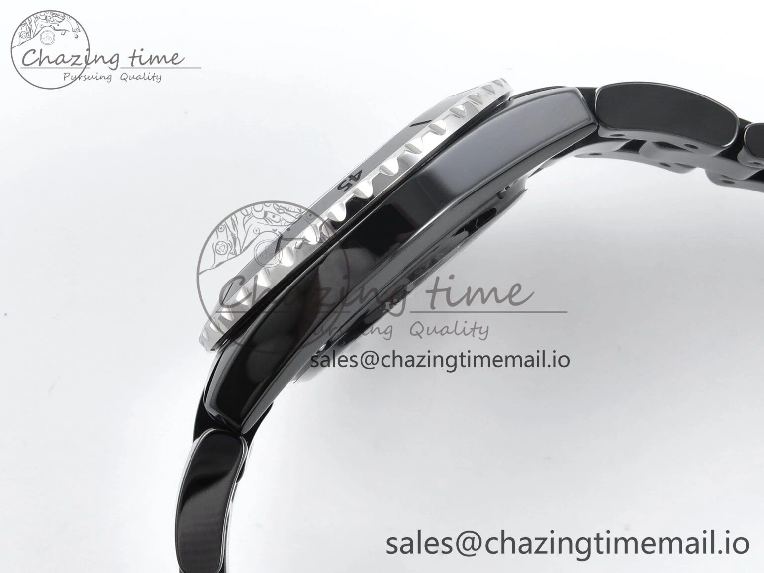 OnTrend J13 33mm Black Ceramic HTF 1:1 Best Edition Black Boy Pattern Dial on Bracelet A12. 6437
