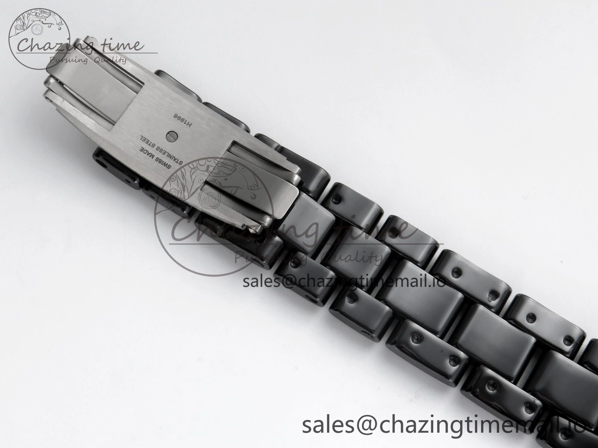 OnTrend J13 33mm Black Ceramic HTF 1:1 Best Edition Black Boy Pattern Dial on Bracelet A12. 6437