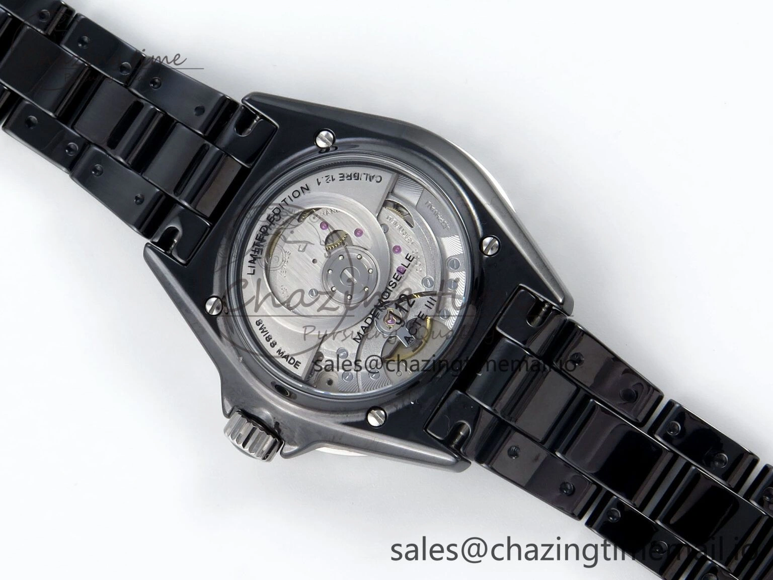 OnTrend J13 33mm Black Ceramic HTF 1:1 Best Edition Black Boy Pattern Dial on Bracelet A12. 6437