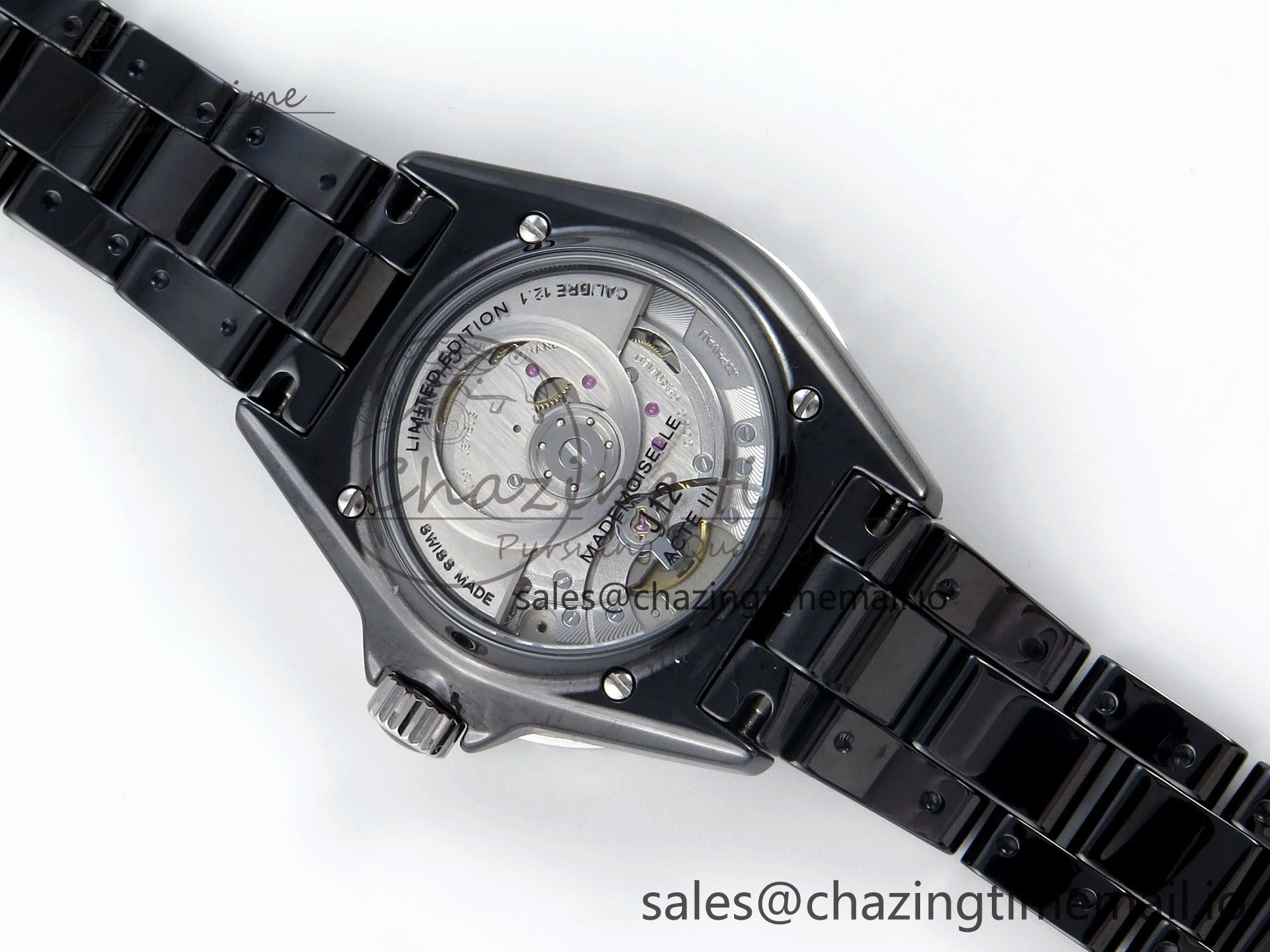 OnTrend J13 33mm Black Ceramic HTF 1:1 Best Edition Black Boy Pattern Dial on Bracelet A12. 6437