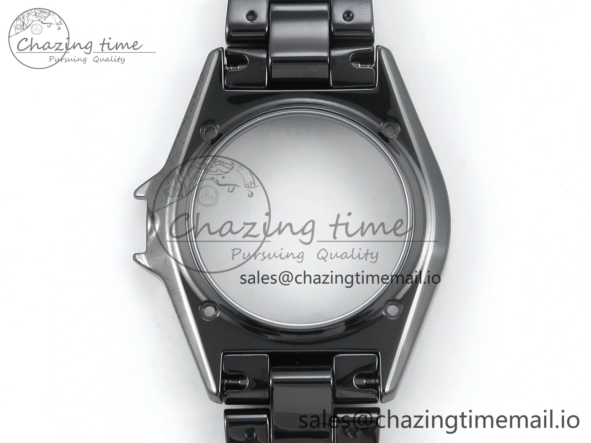 OnTrend J13 33mm Black Ceramic HTF 1:1 Best Edition Black Boy Pattern Dial on Bracelet A12. 6437