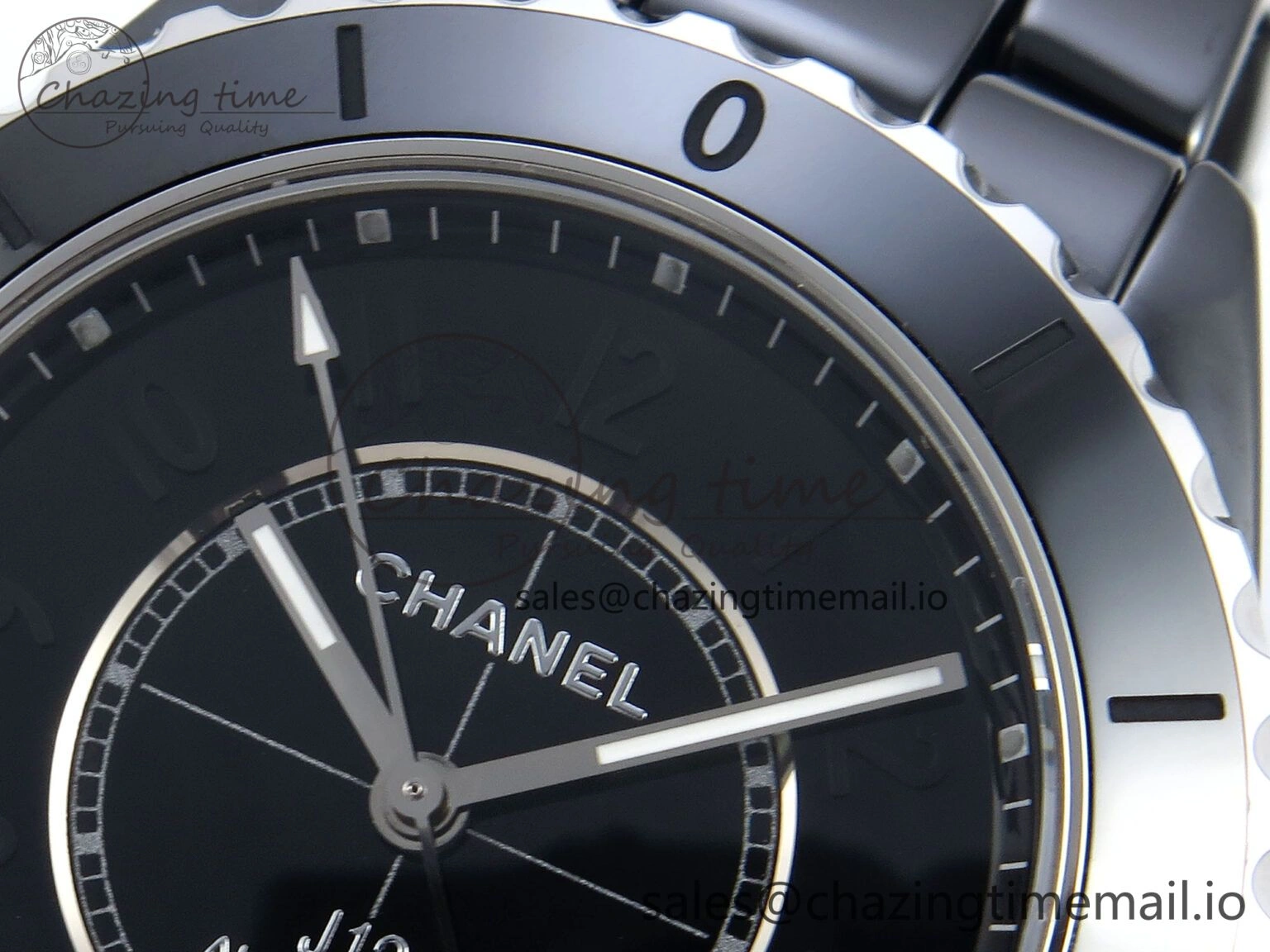J13 33mm Black Ceramic HTF 1:1 Best Edition Black Numbers Dial on Bracelet A12. Versatile 6439
