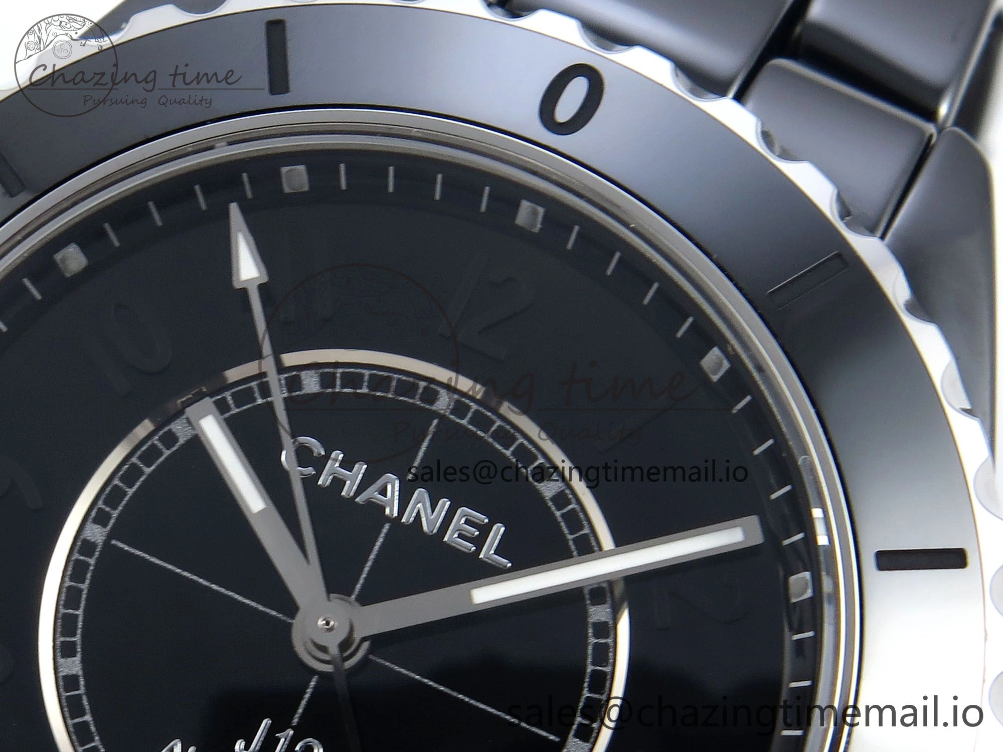 J13 33mm Black Ceramic HTF 1:1 Best Edition Black Numbers Dial on Bracelet A12. Versatile 6439