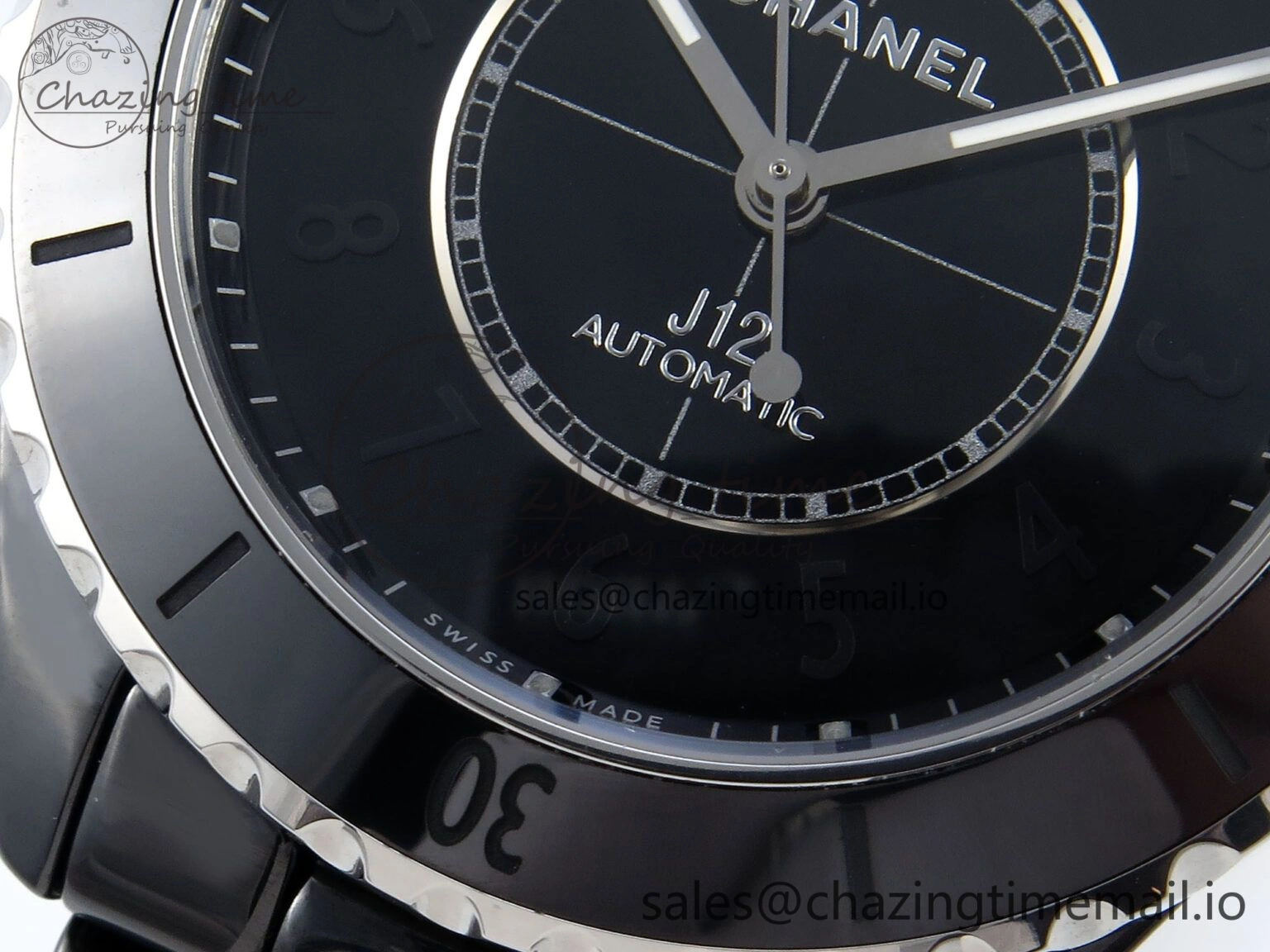 J13 33mm Black Ceramic HTF 1:1 Best Edition Black Numbers Dial on Bracelet A12. Versatile 6439