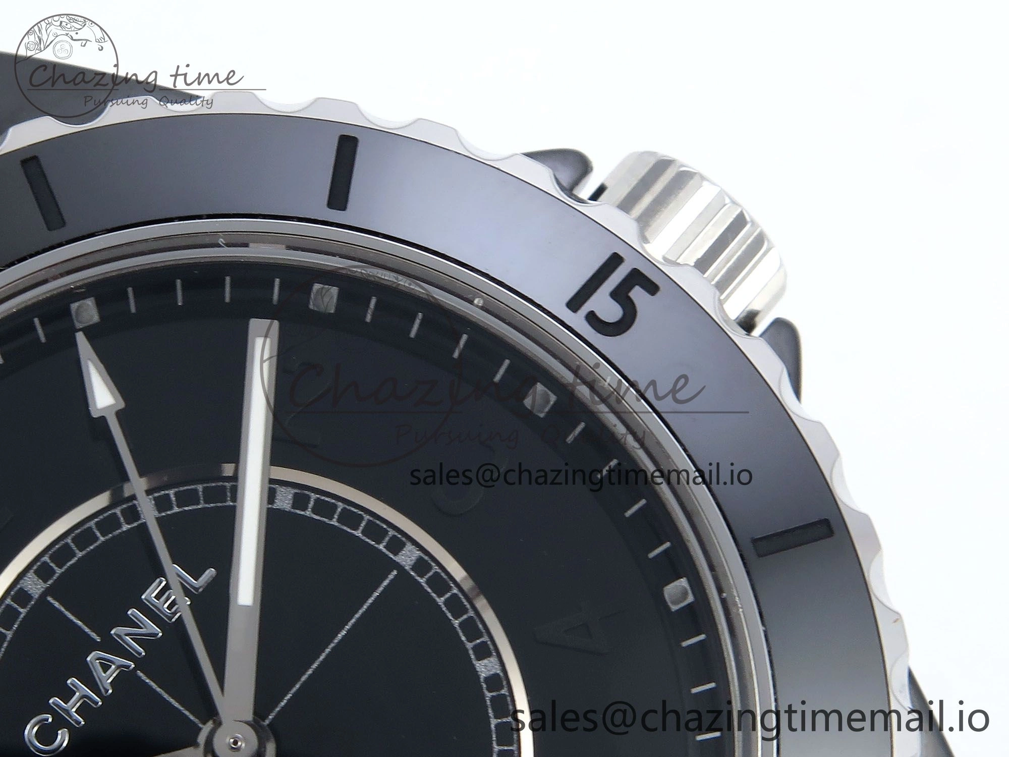 J13 33mm Black Ceramic HTF 1:1 Best Edition Black Numbers Dial on Bracelet A12. Versatile 6439