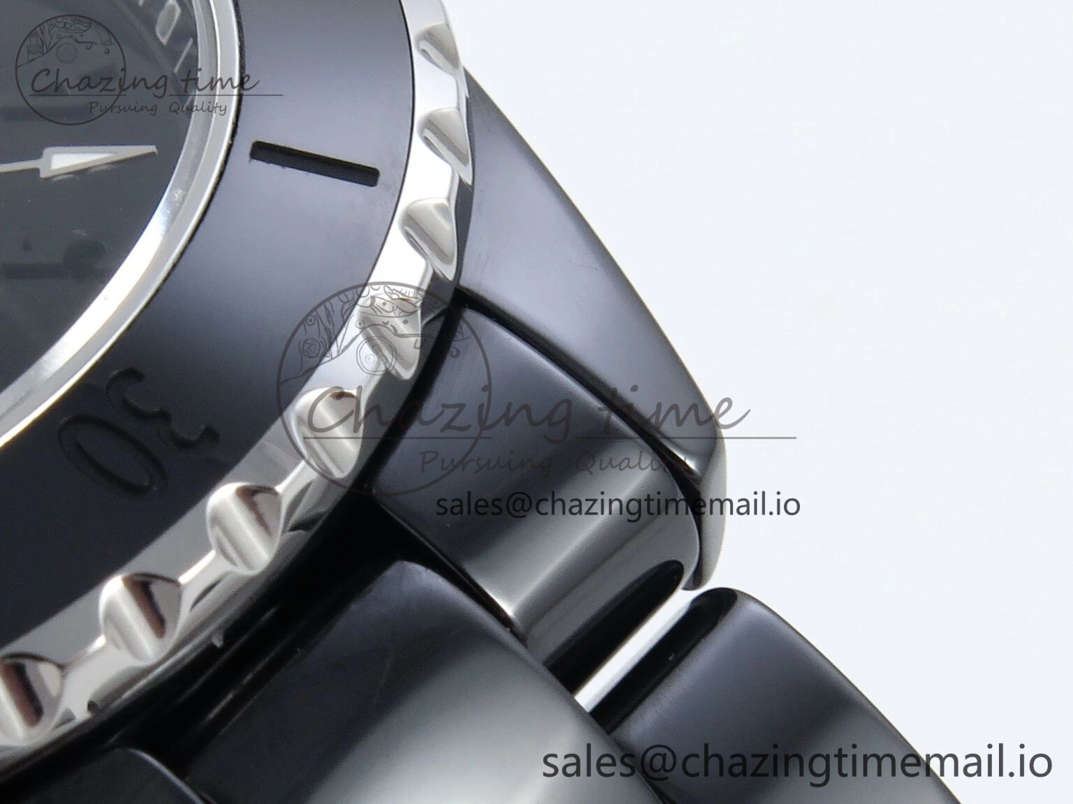 J13 33mm Black Ceramic HTF 1:1 Best Edition Black Numbers Dial on Bracelet A12. Versatile 6439