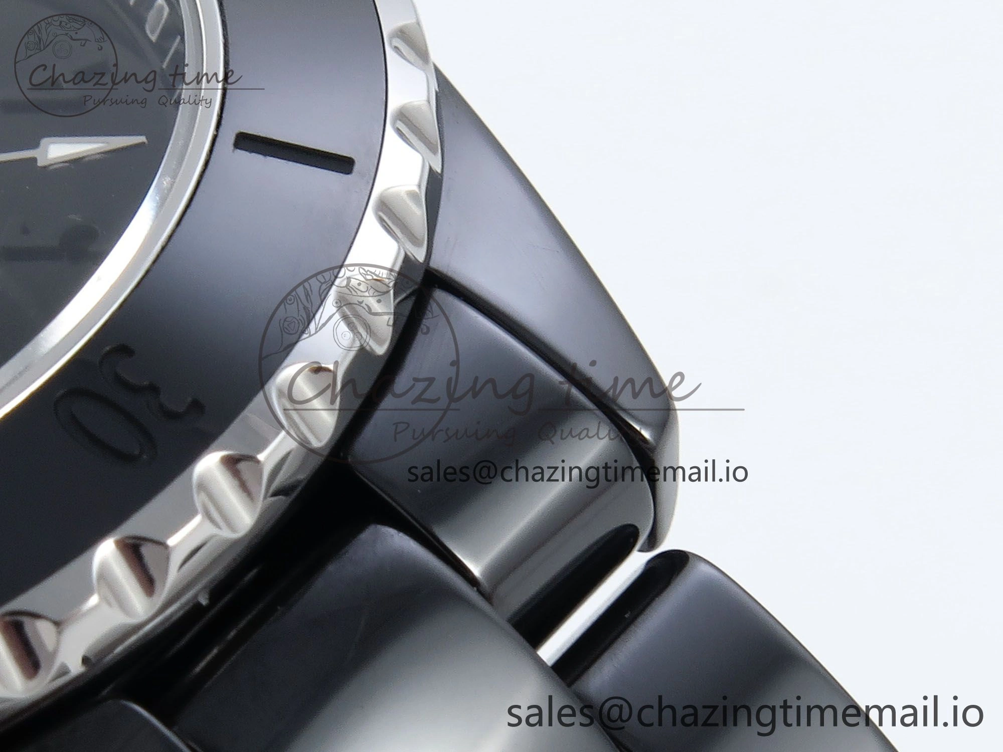 J13 33mm Black Ceramic HTF 1:1 Best Edition Black Numbers Dial on Bracelet A12. Versatile 6439