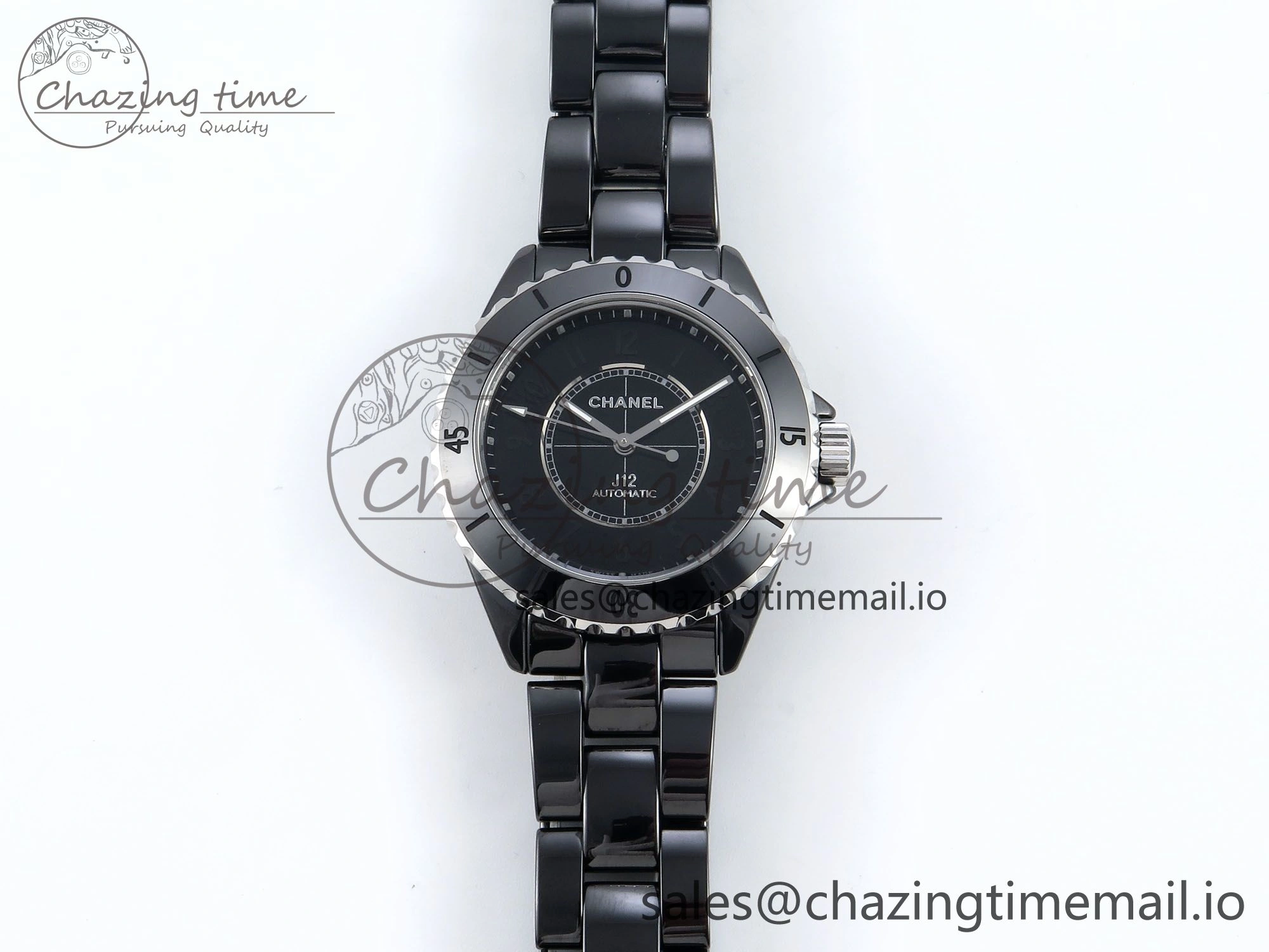 J13 33mm Black Ceramic HTF 1:1 Best Edition Black Numbers Dial on Bracelet A12. Versatile 6439