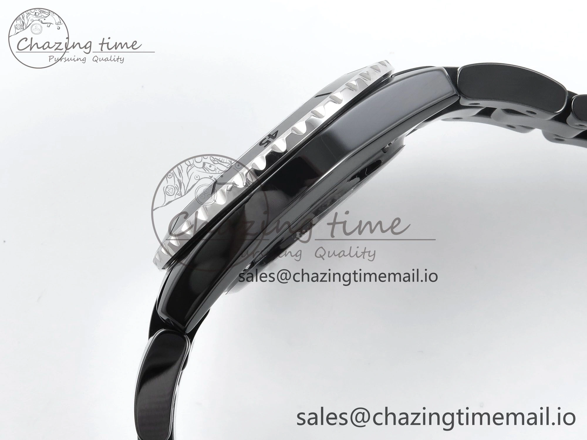 J13 33mm Black Ceramic HTF 1:1 Best Edition Black Numbers Dial on Bracelet A12. Versatile 6439