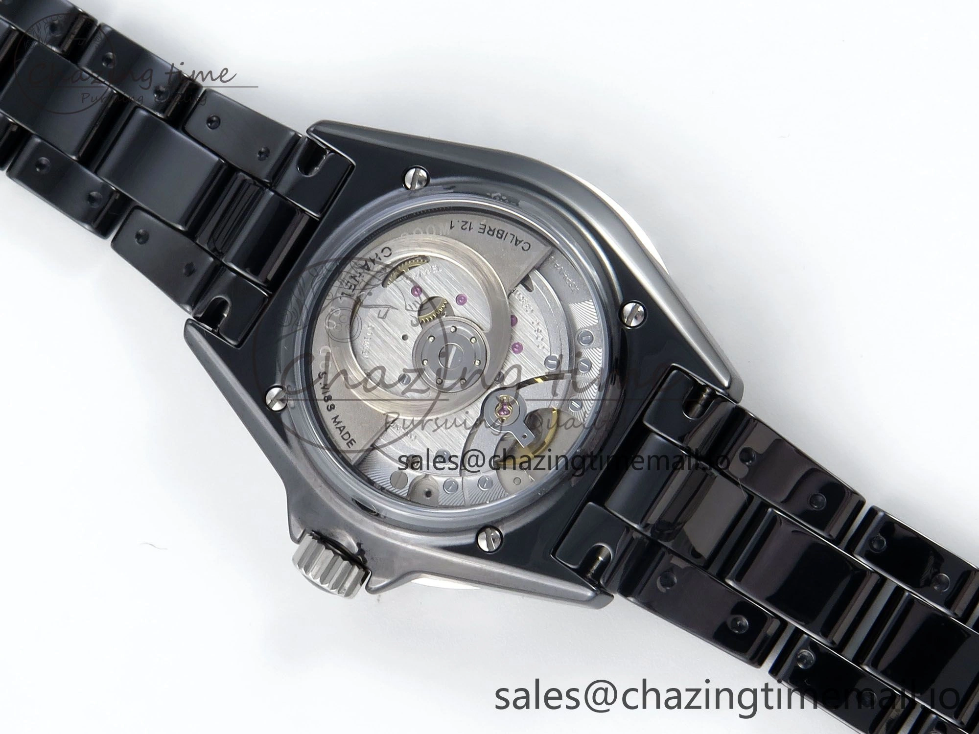 J13 33mm Black Ceramic HTF 1:1 Best Edition Black Numbers Dial on Bracelet A12. Versatile 6439
