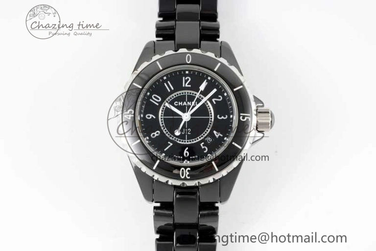 J13 33mm Black Korea Ceramic HTF 1:1 Best Edition Black Dial on Bracelet Swiss Quartz Unique 6478