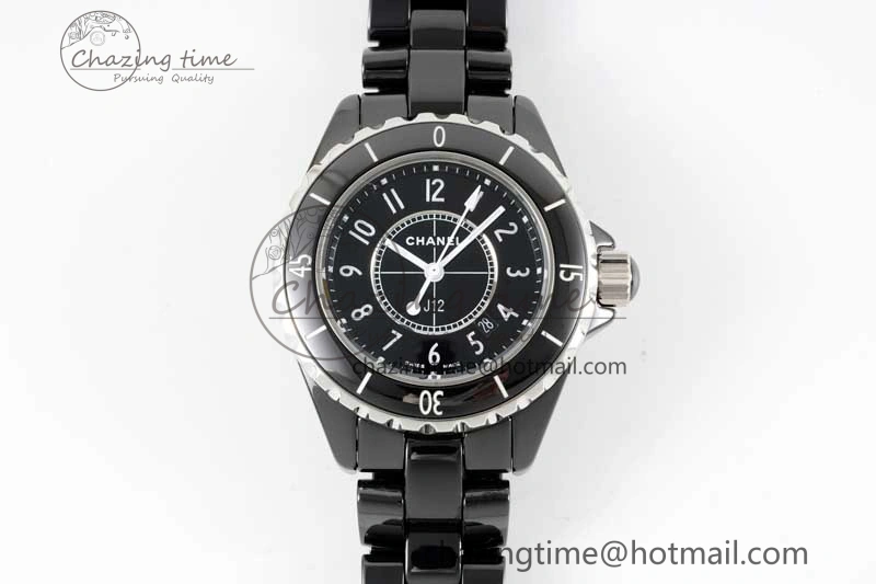 J13 33mm Black Korea Ceramic HTF 1:1 Best Edition Black Dial on Bracelet Swiss Quartz Unique 6478