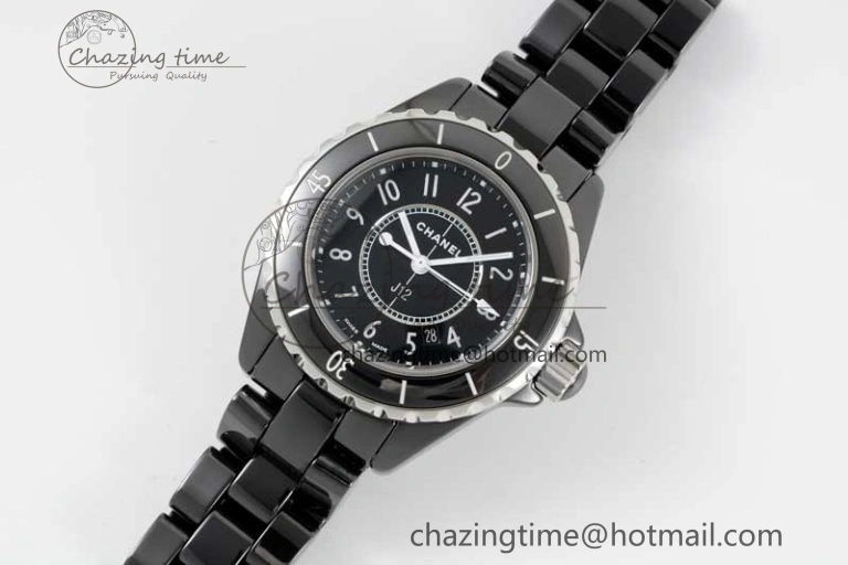 J13 33mm Black Korea Ceramic HTF 1:1 Best Edition Black Dial on Bracelet Swiss Quartz Unique 6478