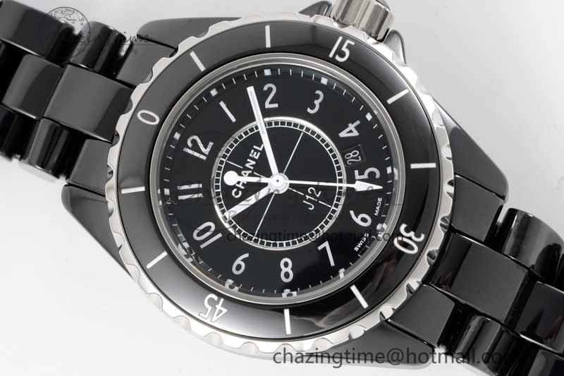 J13 33mm Black Korea Ceramic HTF 1:1 Best Edition Black Dial on Bracelet Swiss Quartz Unique 6478