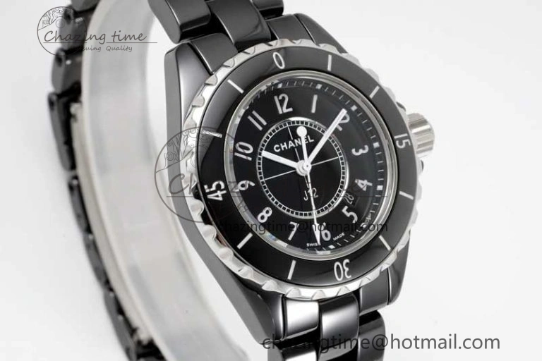 J13 33mm Black Korea Ceramic HTF 1:1 Best Edition Black Dial on Bracelet Swiss Quartz Unique 6478