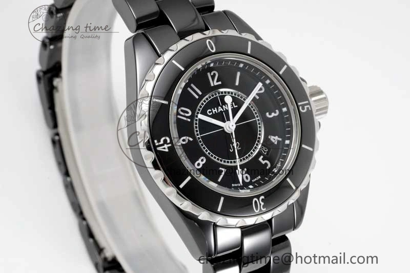 J13 33mm Black Korea Ceramic HTF 1:1 Best Edition Black Dial on Bracelet Swiss Quartz Unique 6478