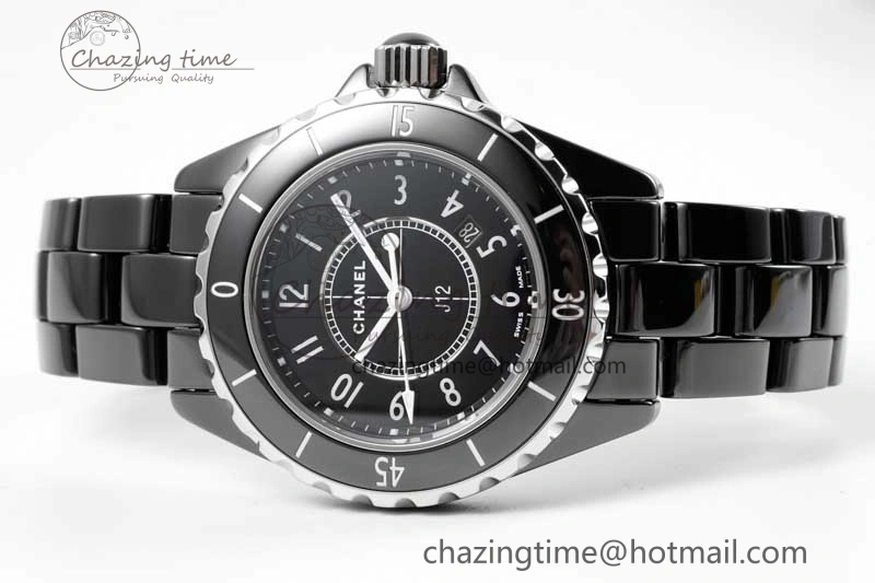 J13 33mm Black Korea Ceramic HTF 1:1 Best Edition Black Dial on Bracelet Swiss Quartz Unique 6478