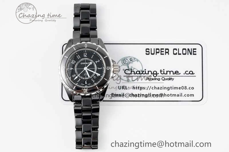 J13 33mm Black Korea Ceramic HTF 1:1 Best Edition Black Dial on Bracelet Swiss Quartz Unique 6478