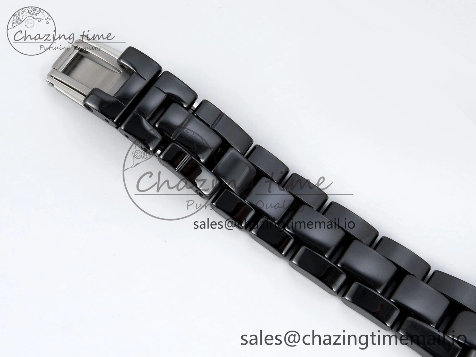 Stretchable J13 33mm HTF 1:1 Best Edition Black Ceramic Numeral Markers Dial on Bracelet Swiss Quartz 6440