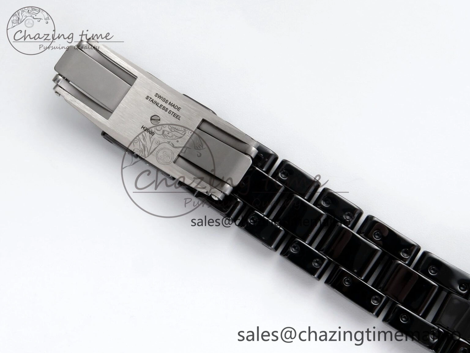 Stretchable J13 33mm HTF 1:1 Best Edition Black Ceramic Numeral Markers Dial on Bracelet Swiss Quartz 6440
