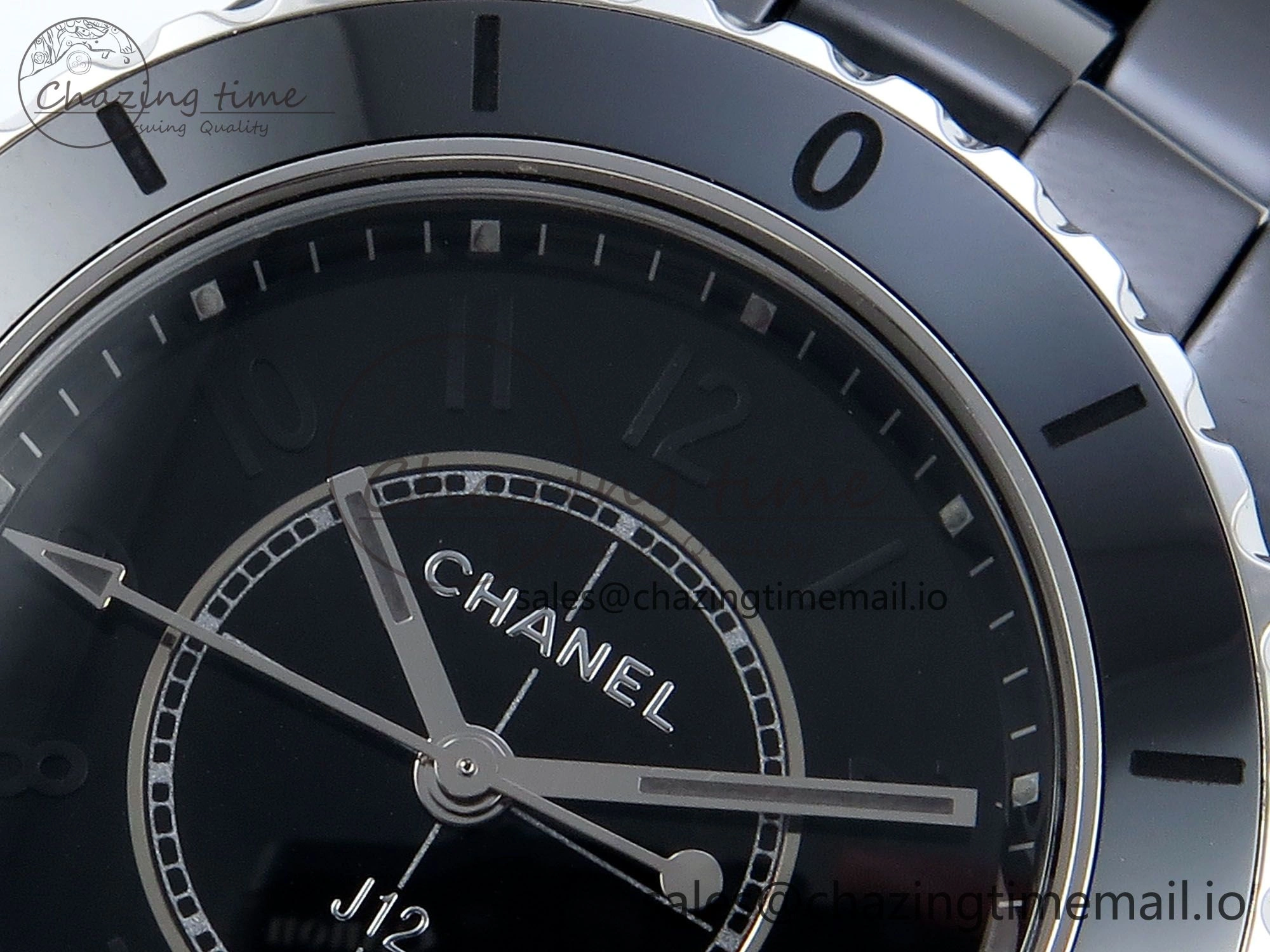 Stretchable J13 33mm HTF 1:1 Best Edition Black Ceramic Numeral Markers Dial on Bracelet Swiss Quartz 6440