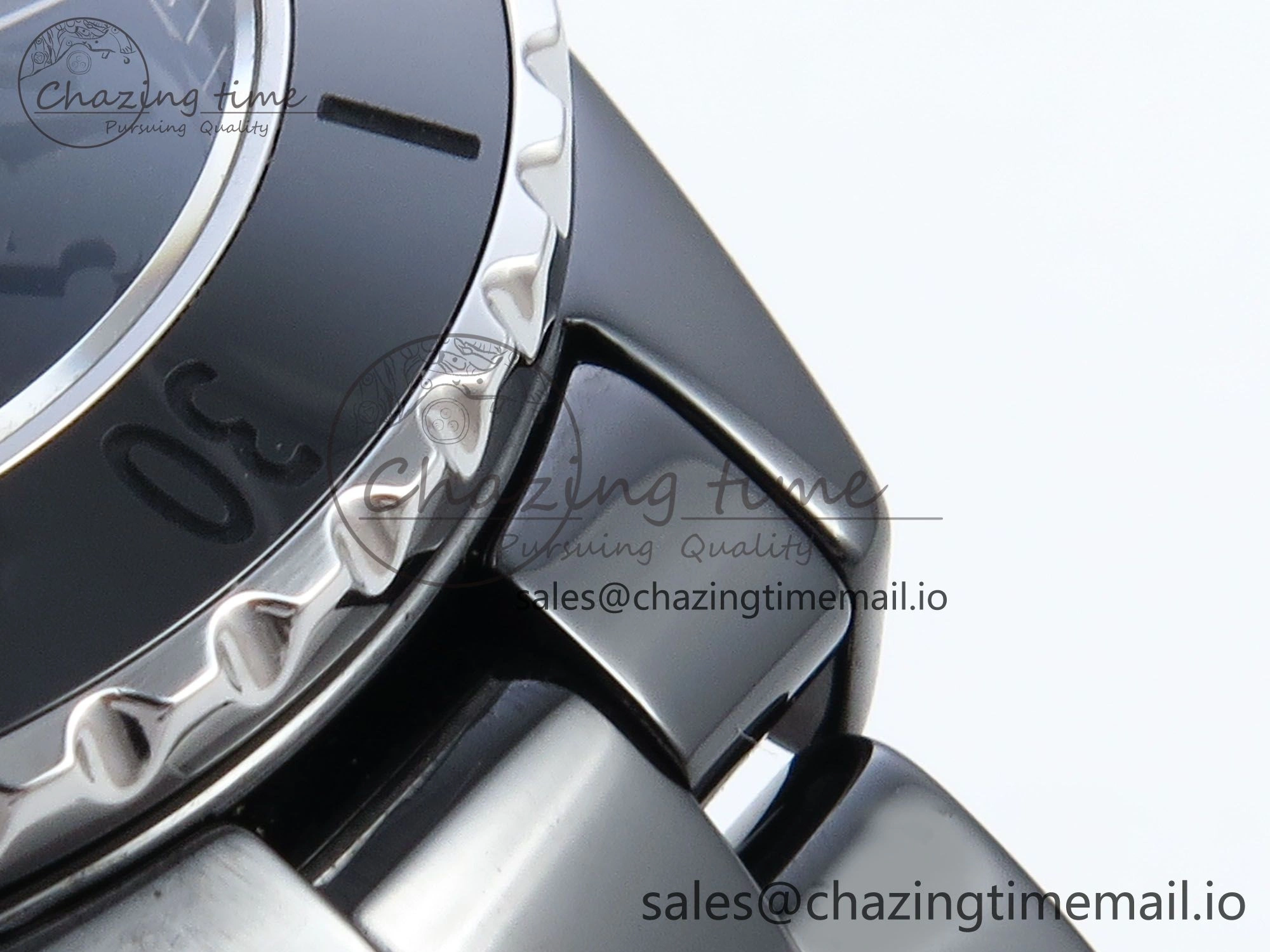 Stretchable J13 33mm HTF 1:1 Best Edition Black Ceramic Numeral Markers Dial on Bracelet Swiss Quartz 6440