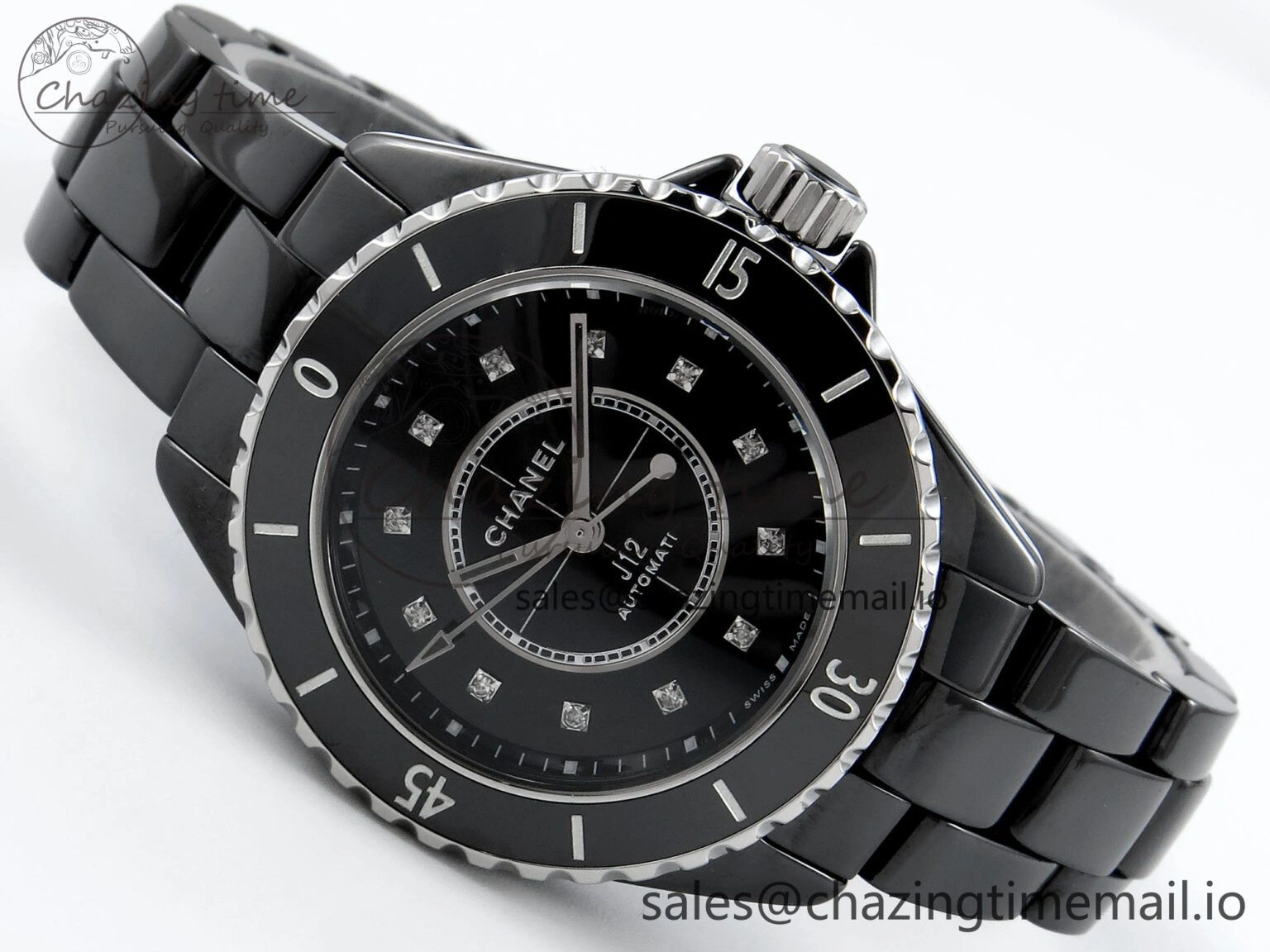 GoAnywhere J13 33mm HTF 1:1 Best Edition Black Korea Ceramic Diamonds Markers Dial on Bracelet A12. 6423