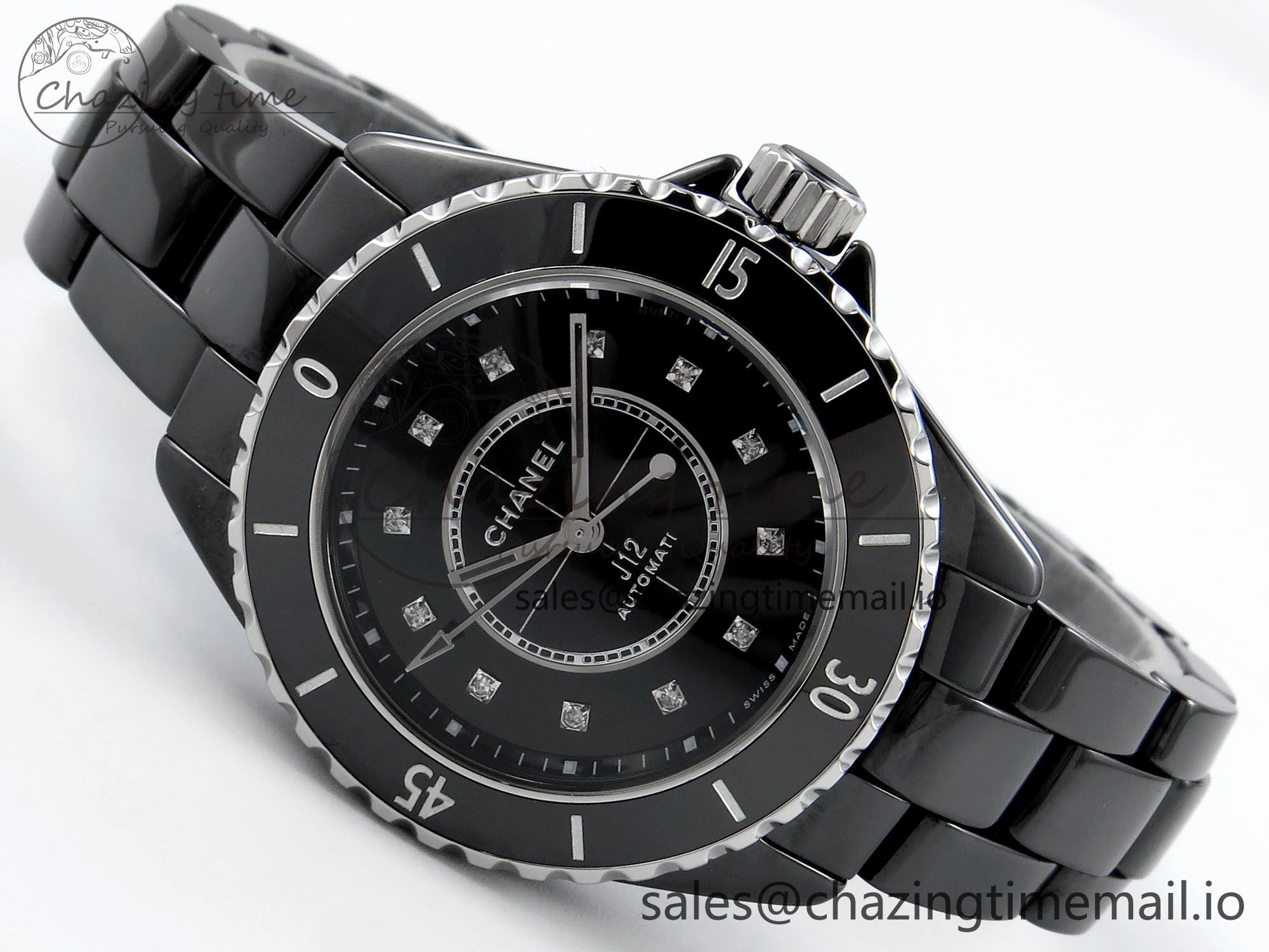 GoAnywhere J13 33mm HTF 1:1 Best Edition Black Korea Ceramic Diamonds Markers Dial on Bracelet A12. 6423