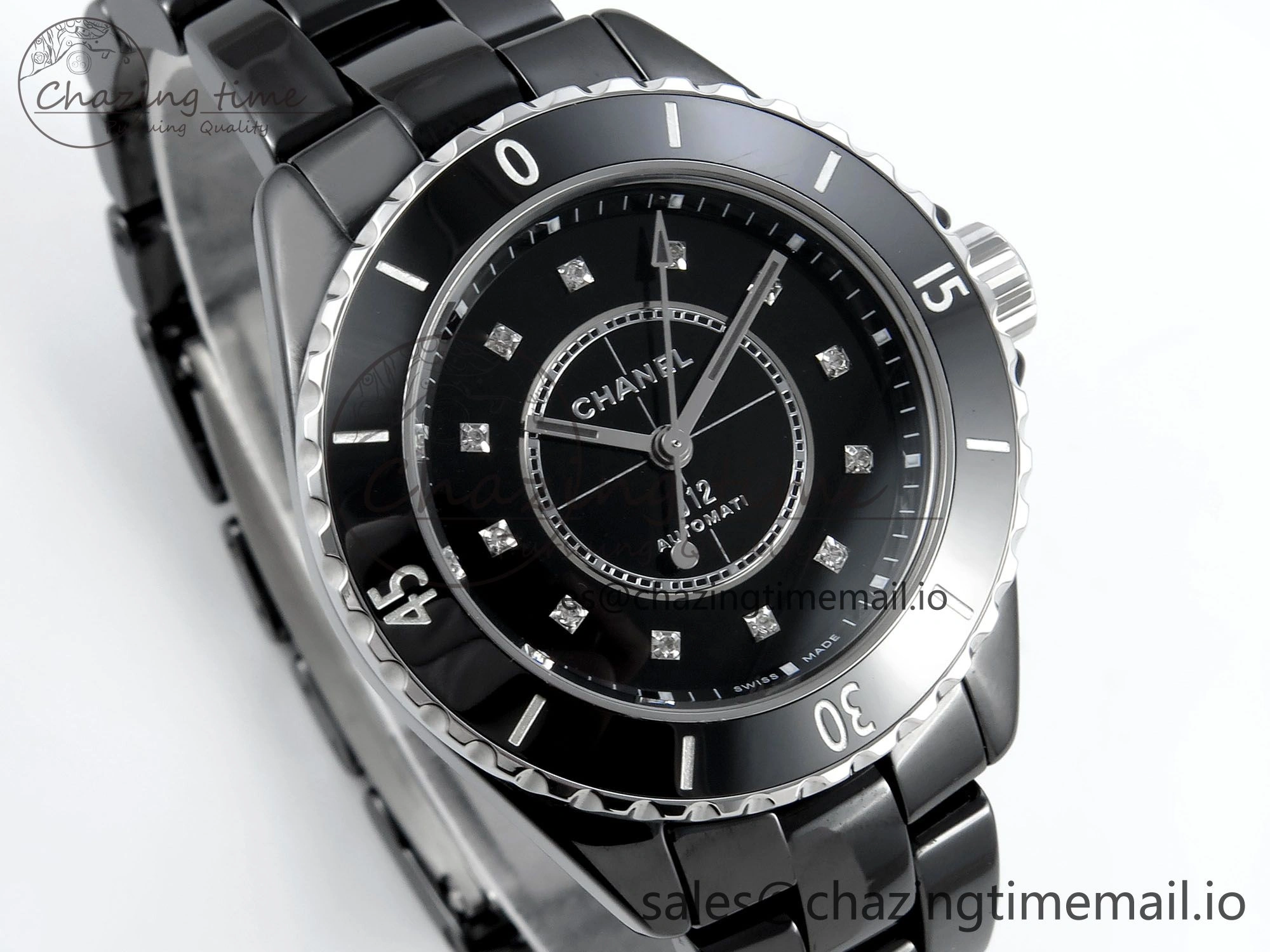 GoAnywhere J13 33mm HTF 1:1 Best Edition Black Korea Ceramic Diamonds Markers Dial on Bracelet A12. 6423