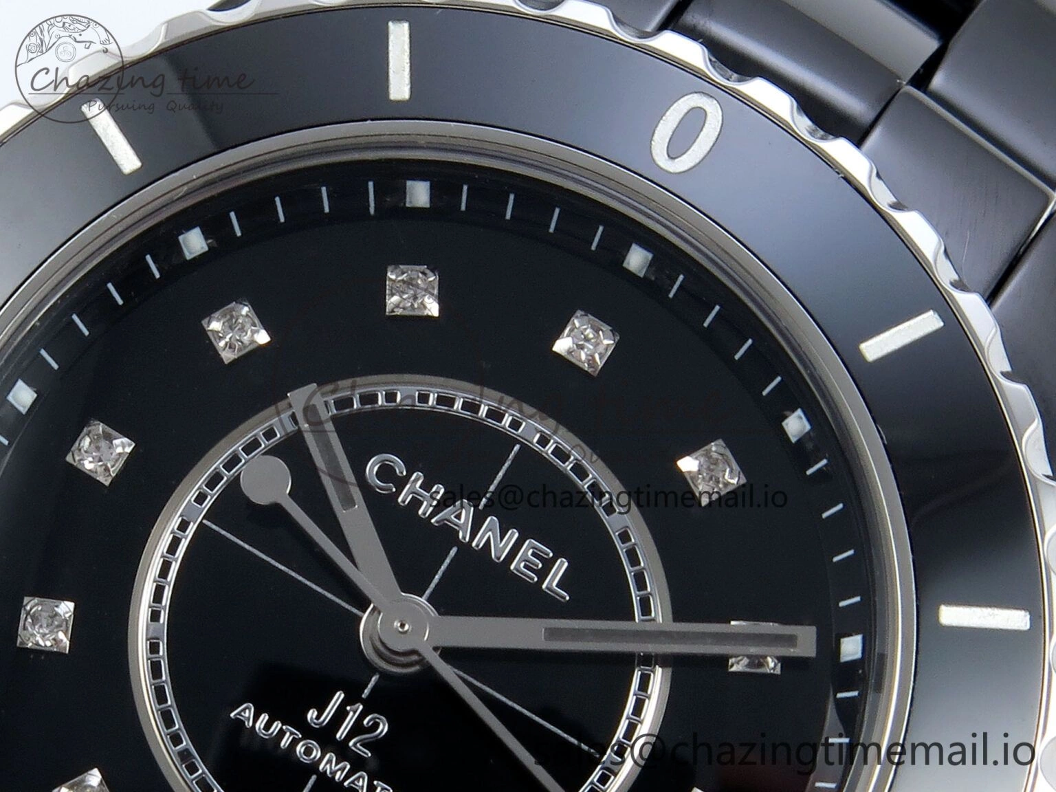GoAnywhere J13 33mm HTF 1:1 Best Edition Black Korea Ceramic Diamonds Markers Dial on Bracelet A12. 6423