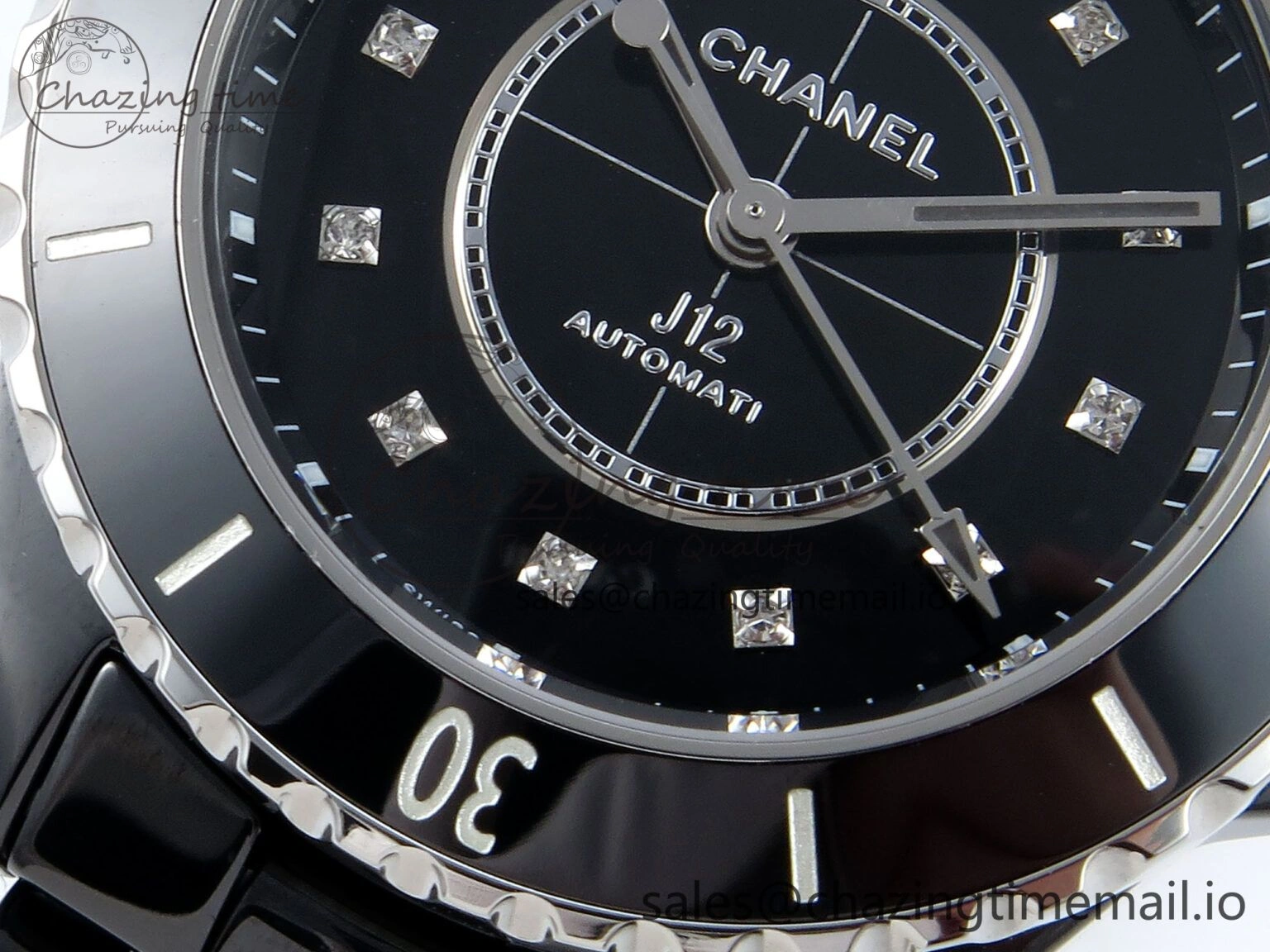 GoAnywhere J13 33mm HTF 1:1 Best Edition Black Korea Ceramic Diamonds Markers Dial on Bracelet A12. 6423