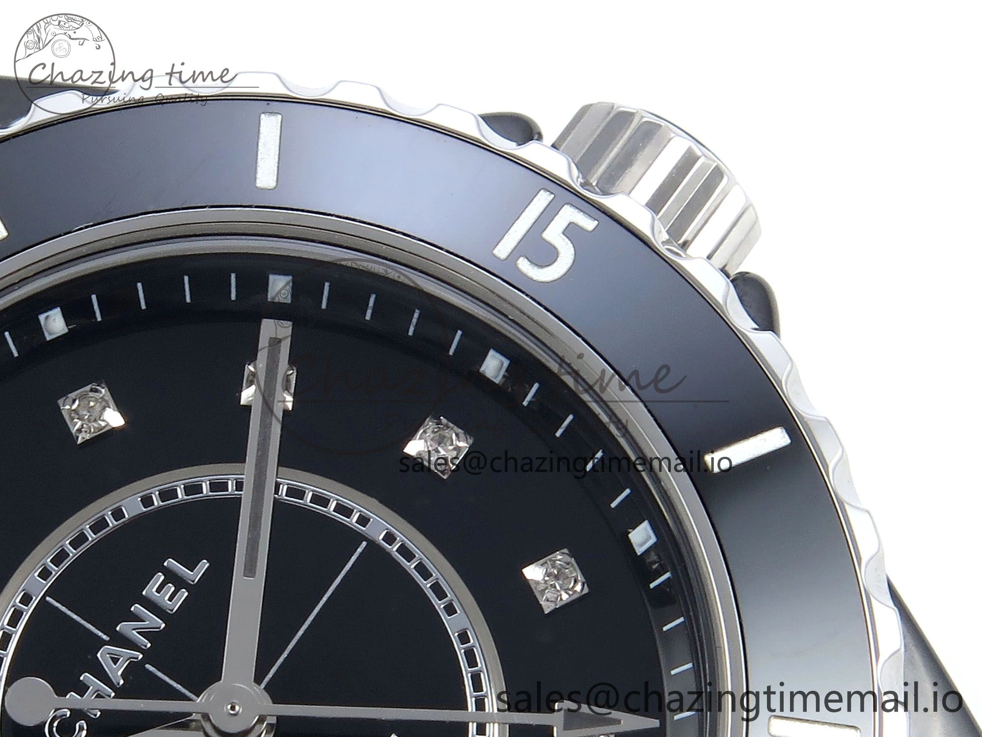 GoAnywhere J13 33mm HTF 1:1 Best Edition Black Korea Ceramic Diamonds Markers Dial on Bracelet A12. 6423