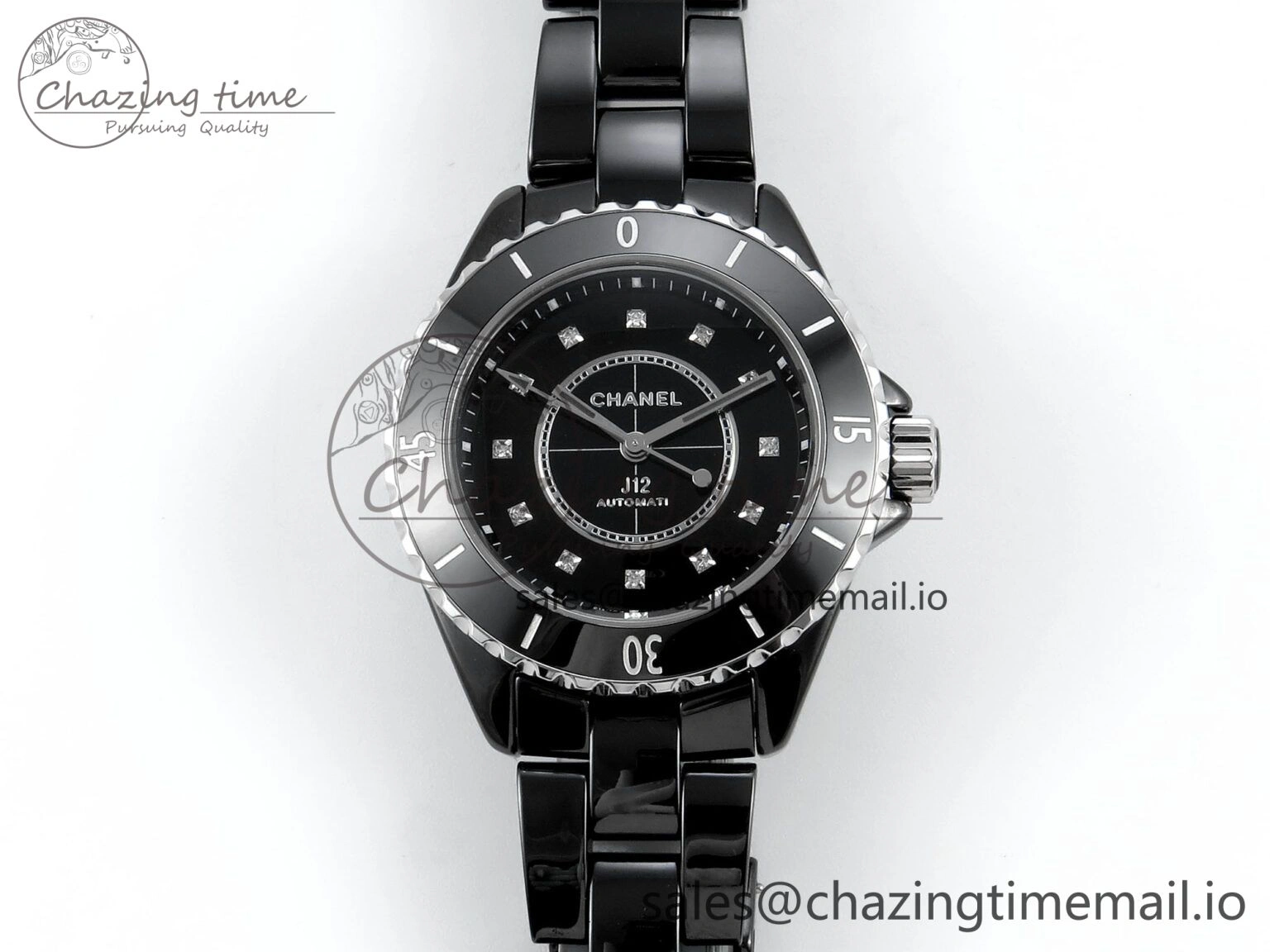 GoAnywhere J13 33mm HTF 1:1 Best Edition Black Korea Ceramic Diamonds Markers Dial on Bracelet A12. 6423