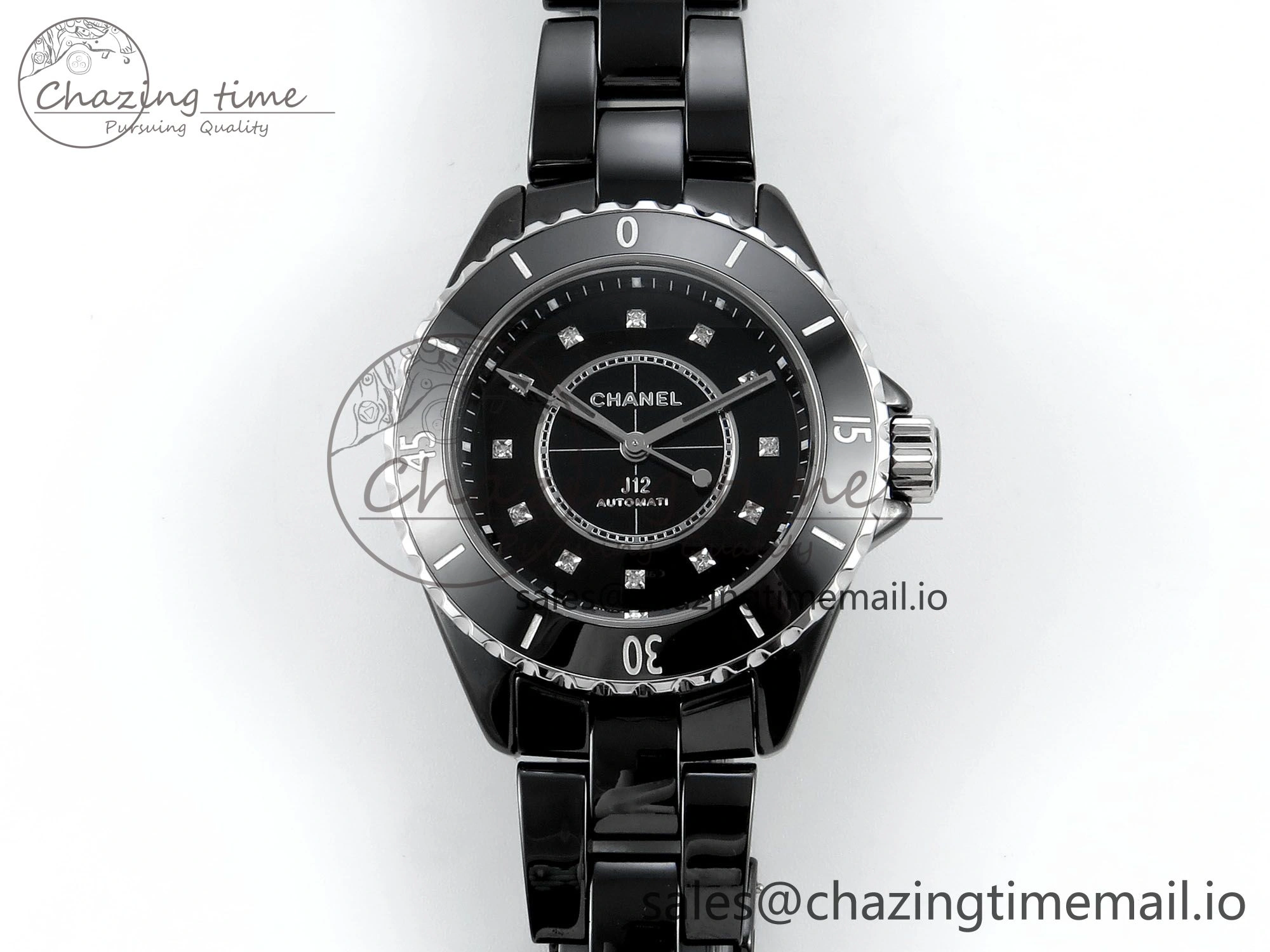 GoAnywhere J13 33mm HTF 1:1 Best Edition Black Korea Ceramic Diamonds Markers Dial on Bracelet A12. 6423