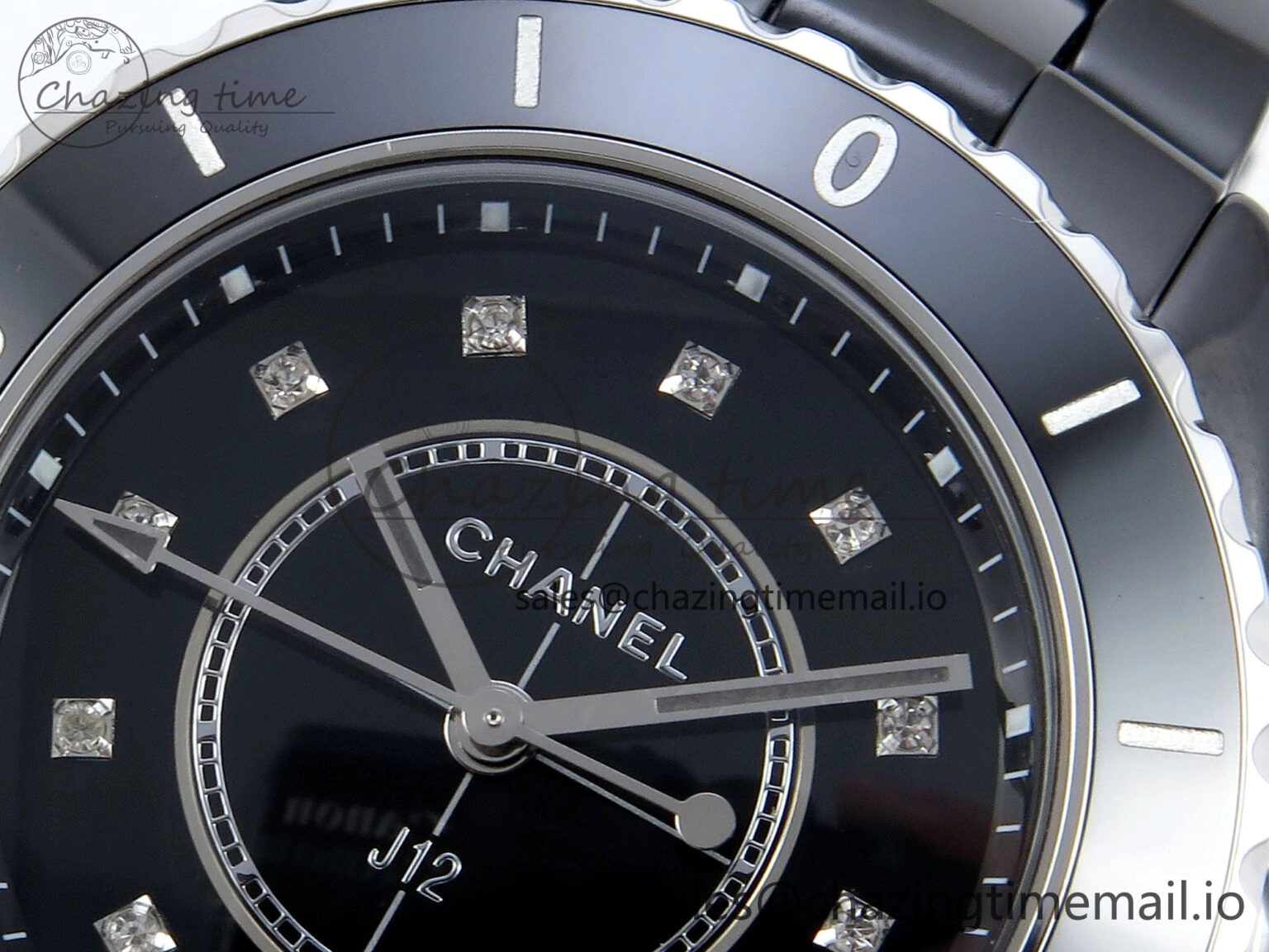 J13 33mm HTF 1:1 Best Edition Black Korea Ceramic Diamonds Markers Dial on Bracelet Swiss Quartz WaterResistant 6419