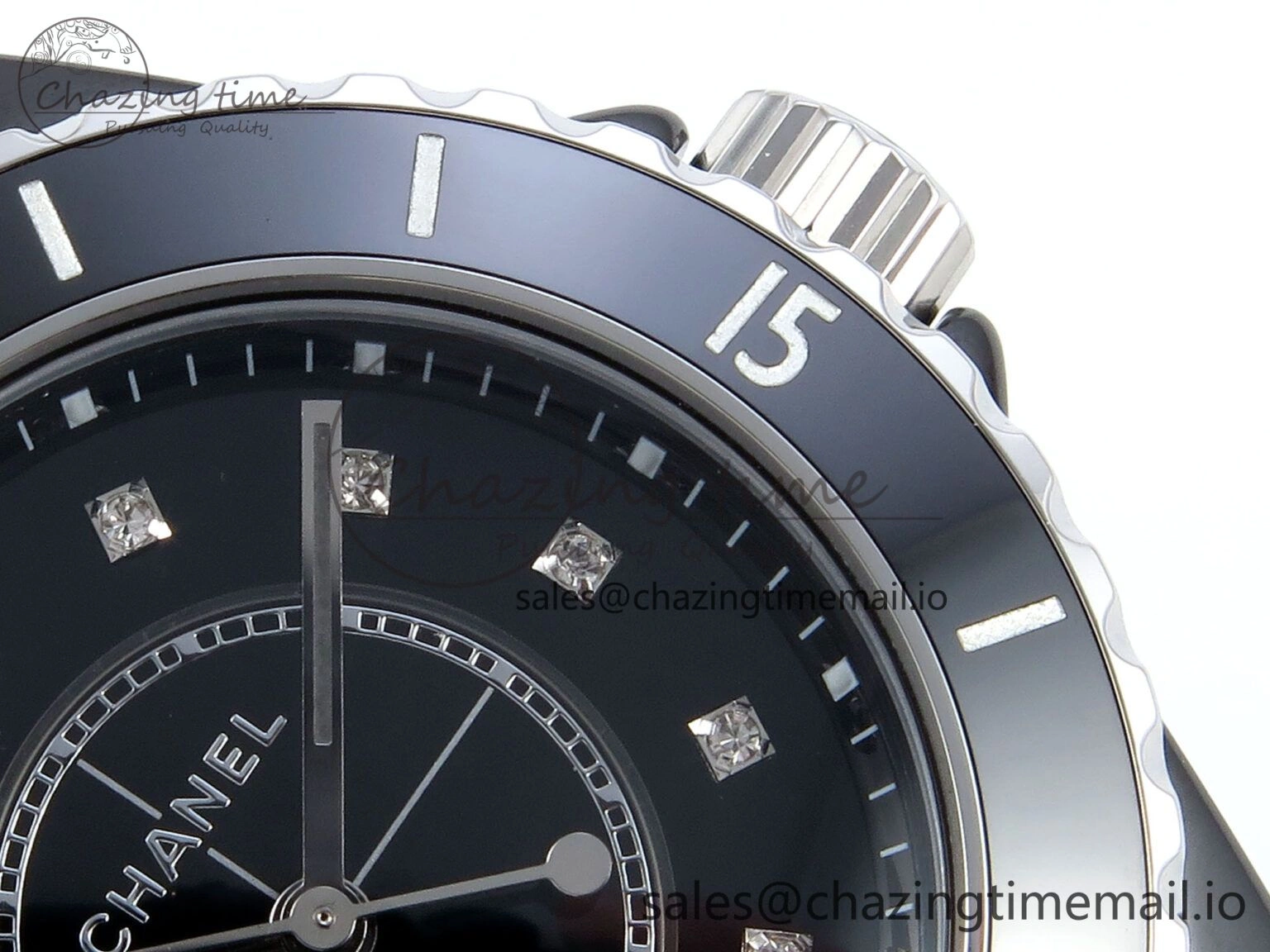 J13 33mm HTF 1:1 Best Edition Black Korea Ceramic Diamonds Markers Dial on Bracelet Swiss Quartz WaterResistant 6419