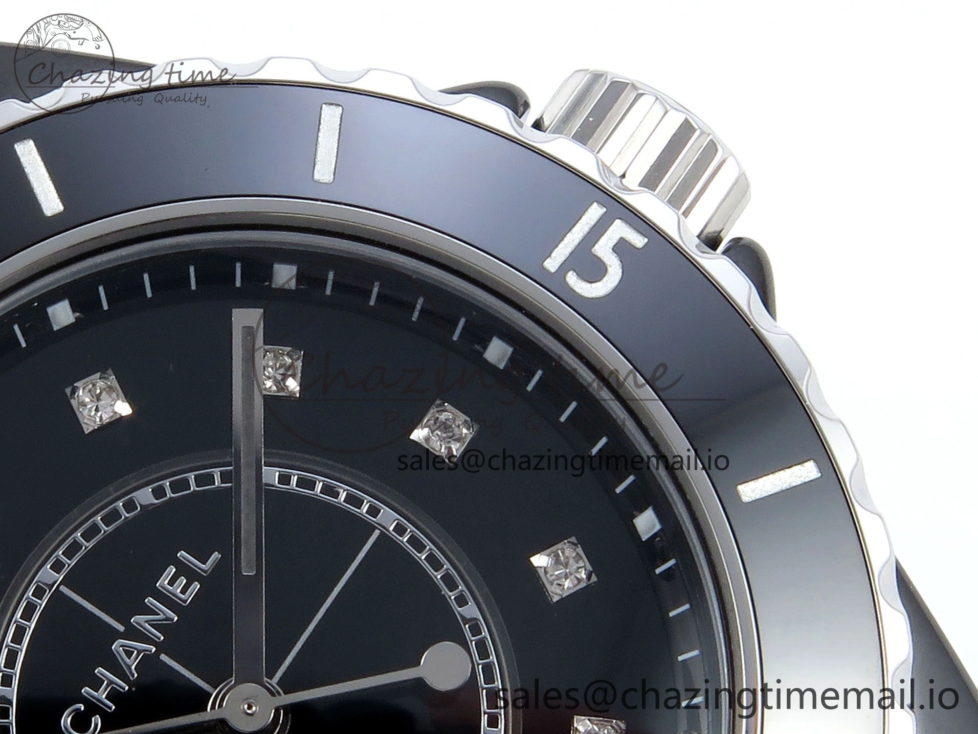 J13 33mm HTF 1:1 Best Edition Black Korea Ceramic Diamonds Markers Dial on Bracelet Swiss Quartz WaterResistant 6419