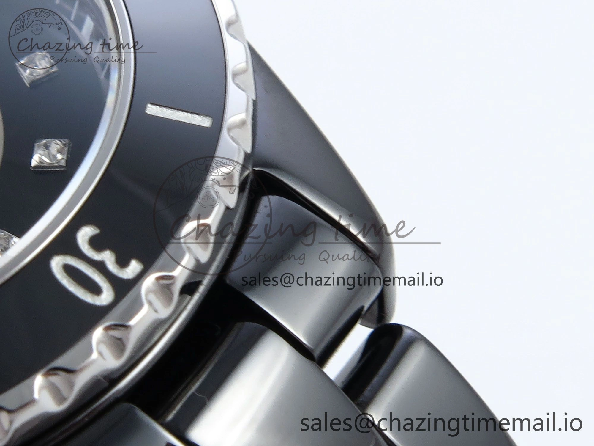 J13 33mm HTF 1:1 Best Edition Black Korea Ceramic Diamonds Markers Dial on Bracelet Swiss Quartz WaterResistant 6419