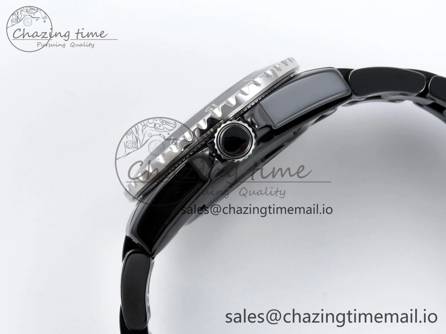 FreshLook J13 33mm HTF 1:1 Best Edition Black Korea Ceramic Numeral Markers Dial on Bracelet A12. 6421