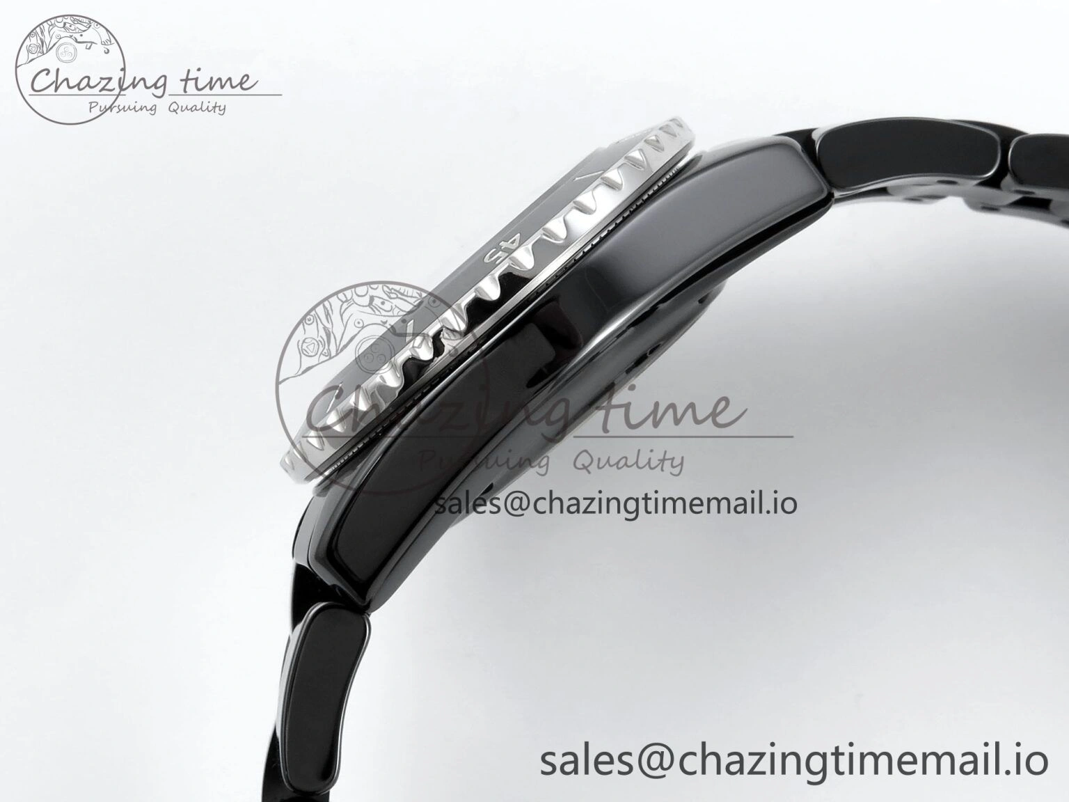 FreshLook J13 33mm HTF 1:1 Best Edition Black Korea Ceramic Numeral Markers Dial on Bracelet A12. 6421