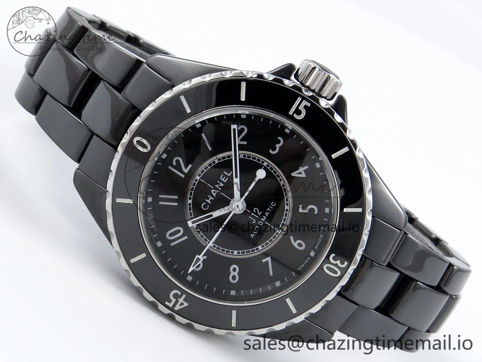 FreshLook J13 33mm HTF 1:1 Best Edition Black Korea Ceramic Numeral Markers Dial on Bracelet A12. 6421