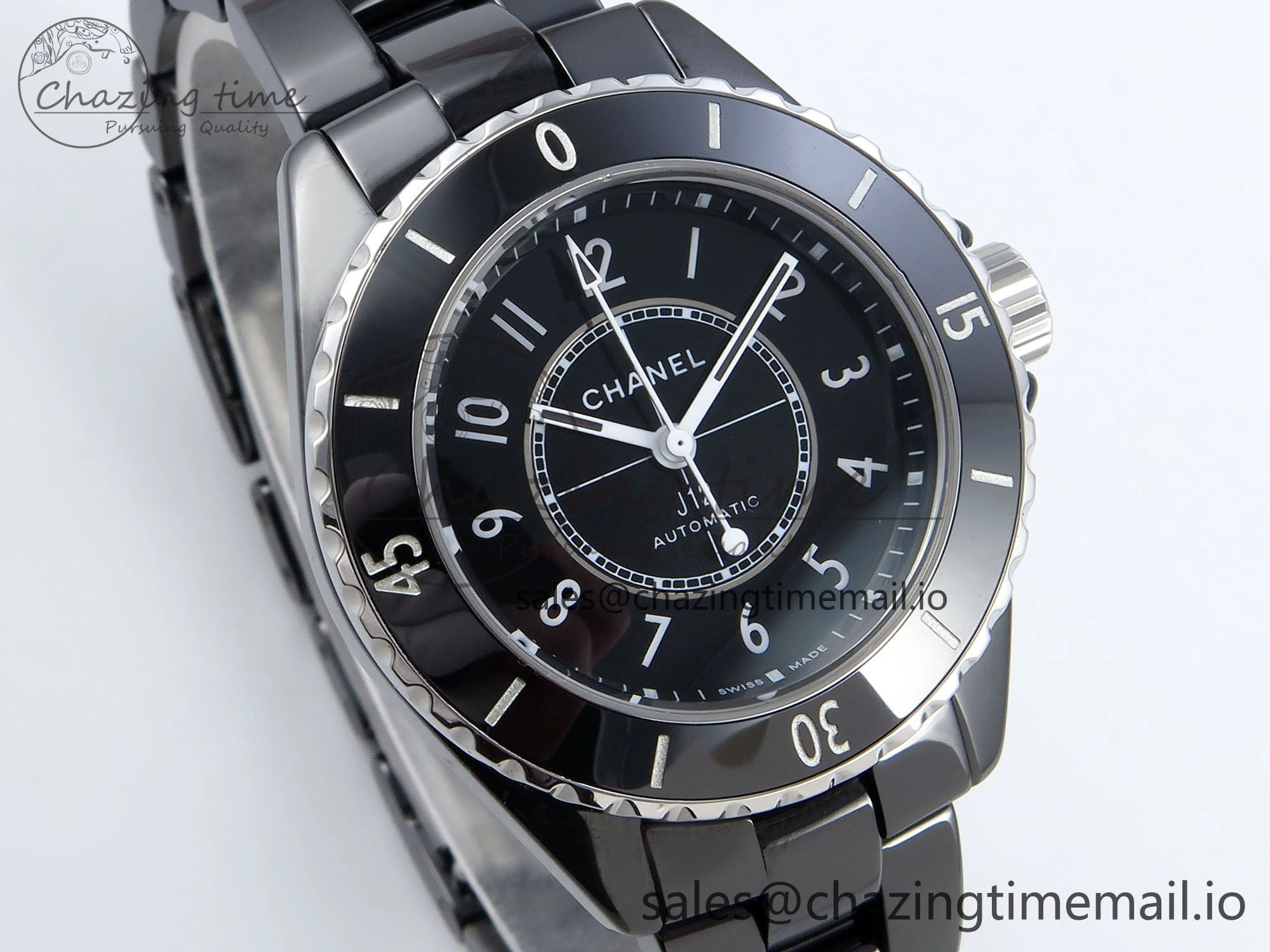FreshLook J13 33mm HTF 1:1 Best Edition Black Korea Ceramic Numeral Markers Dial on Bracelet A12. 6421