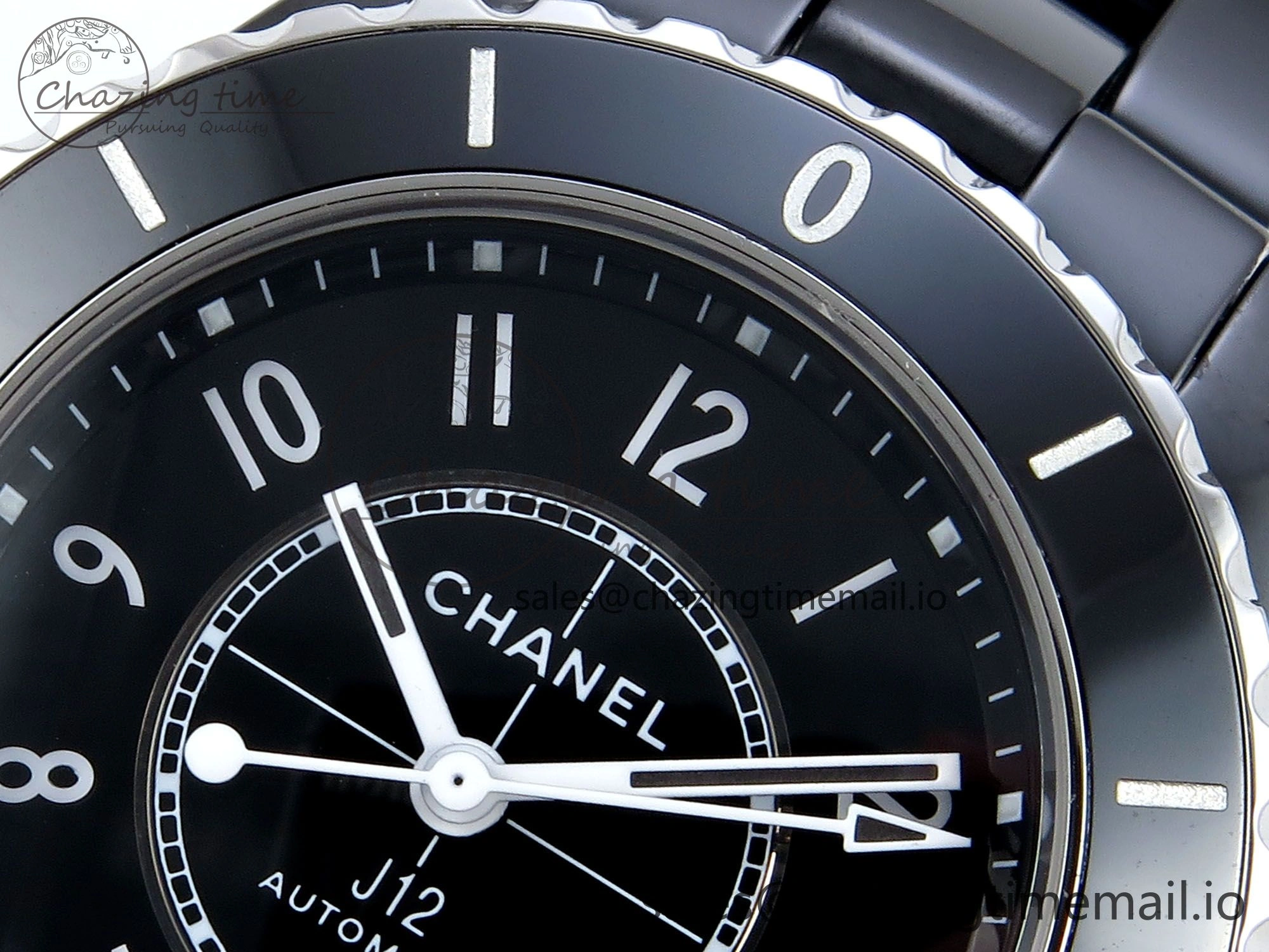 FreshLook J13 33mm HTF 1:1 Best Edition Black Korea Ceramic Numeral Markers Dial on Bracelet A12. 6421
