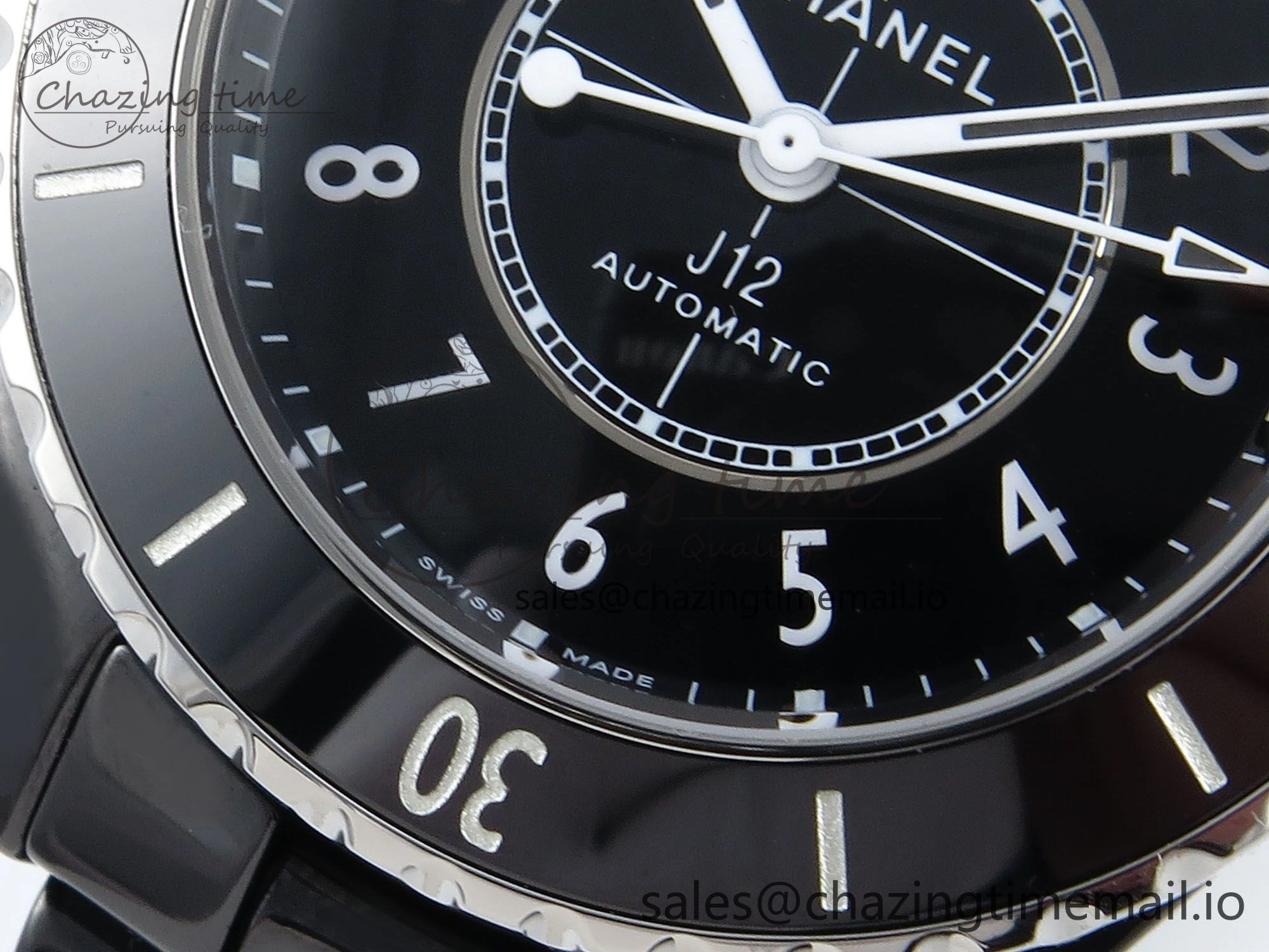 FreshLook J13 33mm HTF 1:1 Best Edition Black Korea Ceramic Numeral Markers Dial on Bracelet A12. 6421