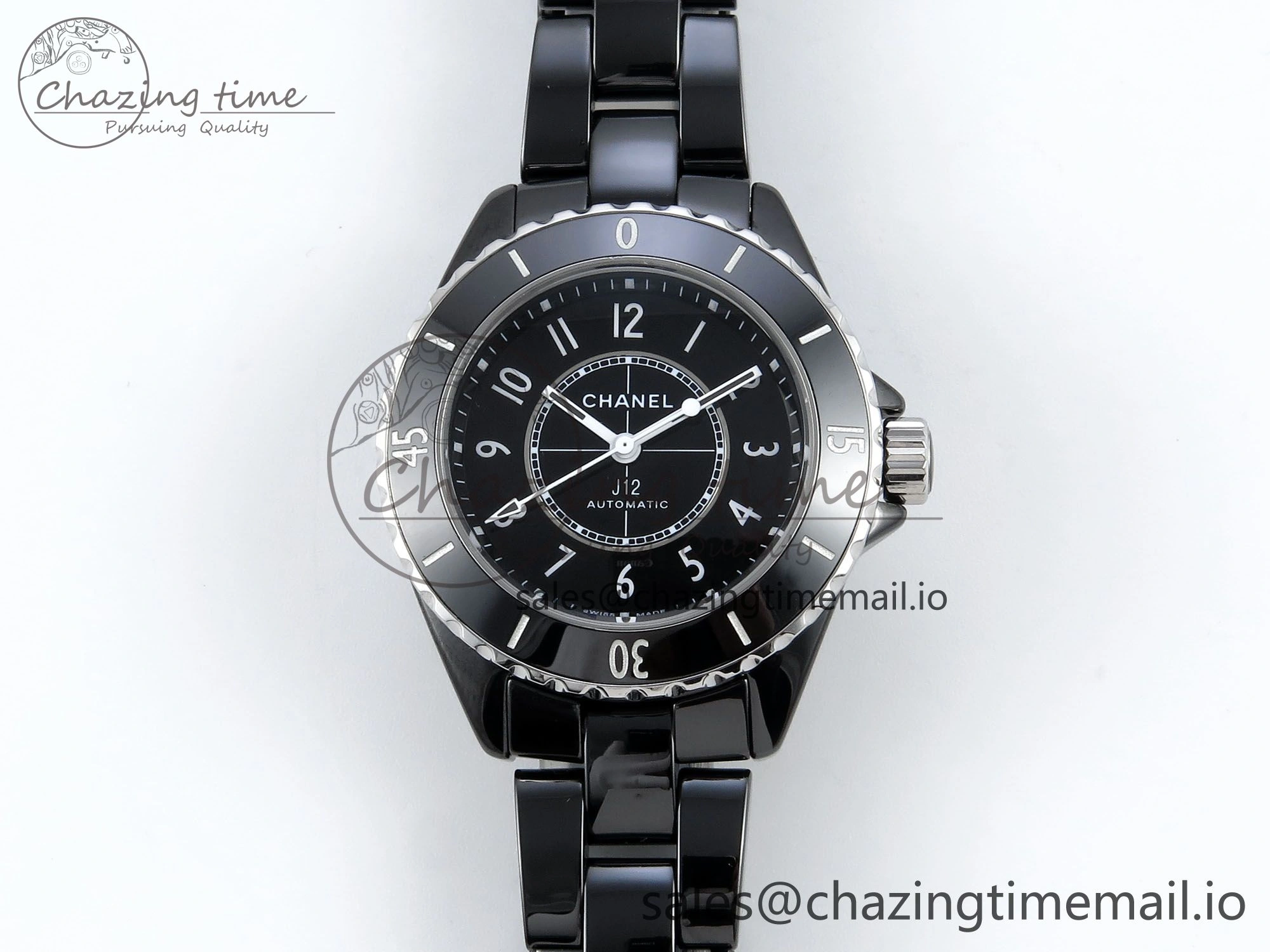 FreshLook J13 33mm HTF 1:1 Best Edition Black Korea Ceramic Numeral Markers Dial on Bracelet A12. 6421