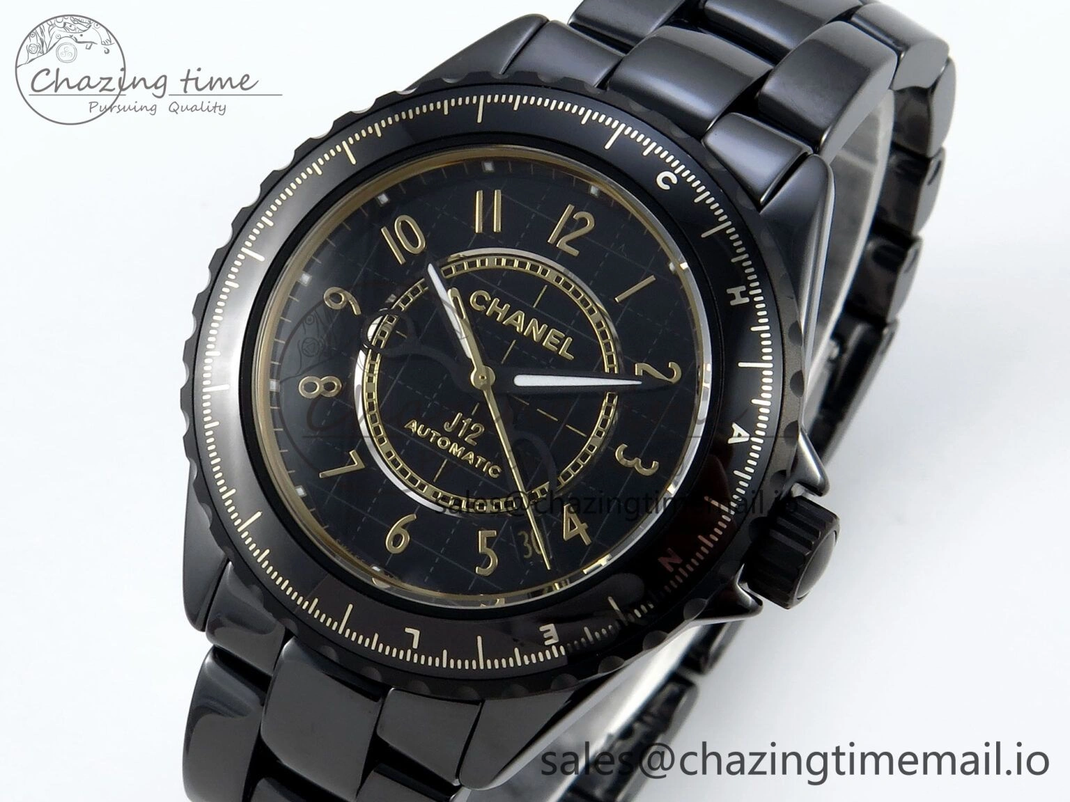 SunProtective J13 33mm HTF 1:1 Best Edition Black YG Plaid Dial on Bracelet A12. 6414